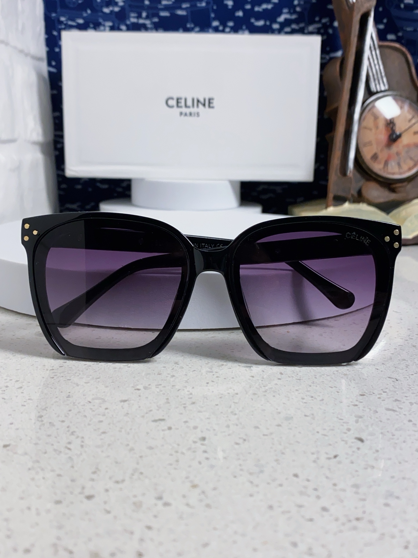  Celine赛琳 2025新款 欧美明星网红方形大框复古墨镜韩版男女潮个性朋克风太阳眼镜 