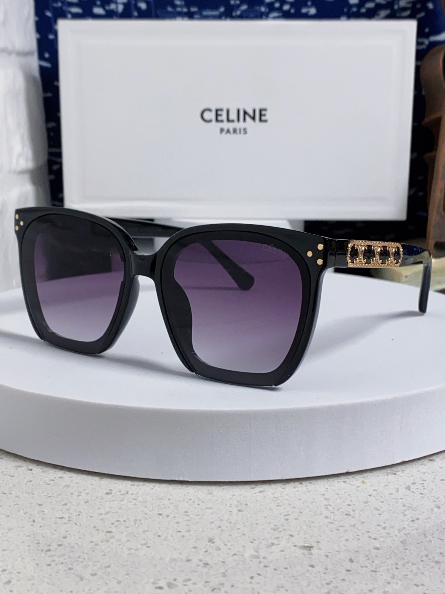  Celine赛琳 2025新款 欧美明星网红方形大框复古墨镜韩版男女潮个性朋克风太阳眼镜 
