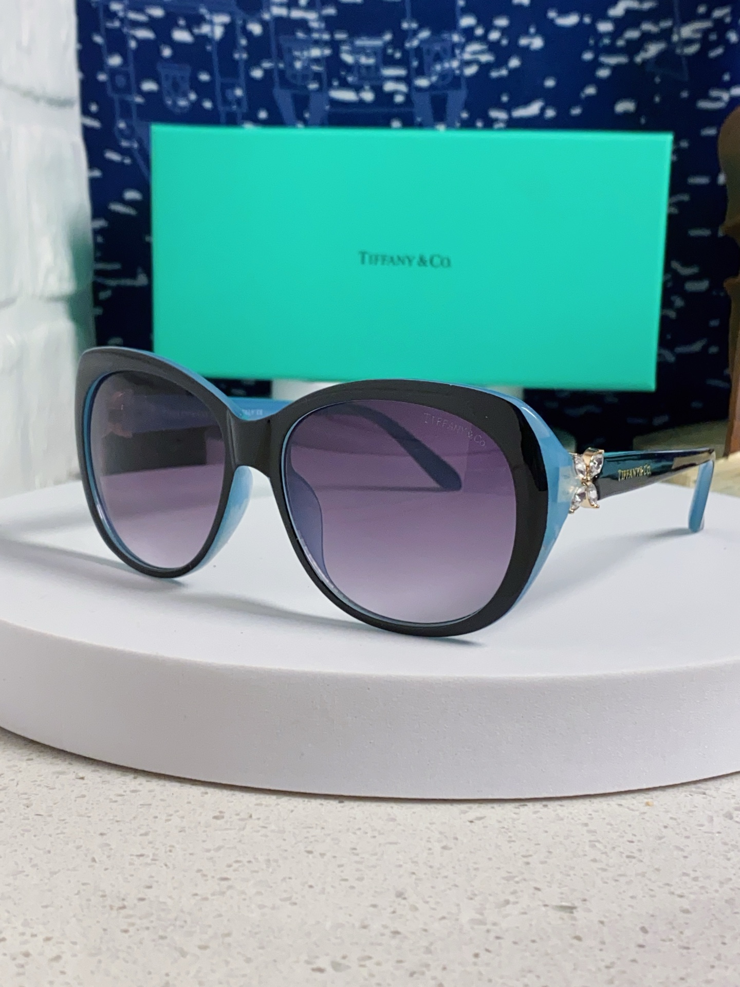  Tiffany & Co.TIFFANY蒂芙尼 2025新款女士墨镜偏光 圆猫眼墨镜女网红时尚气质遮阳
