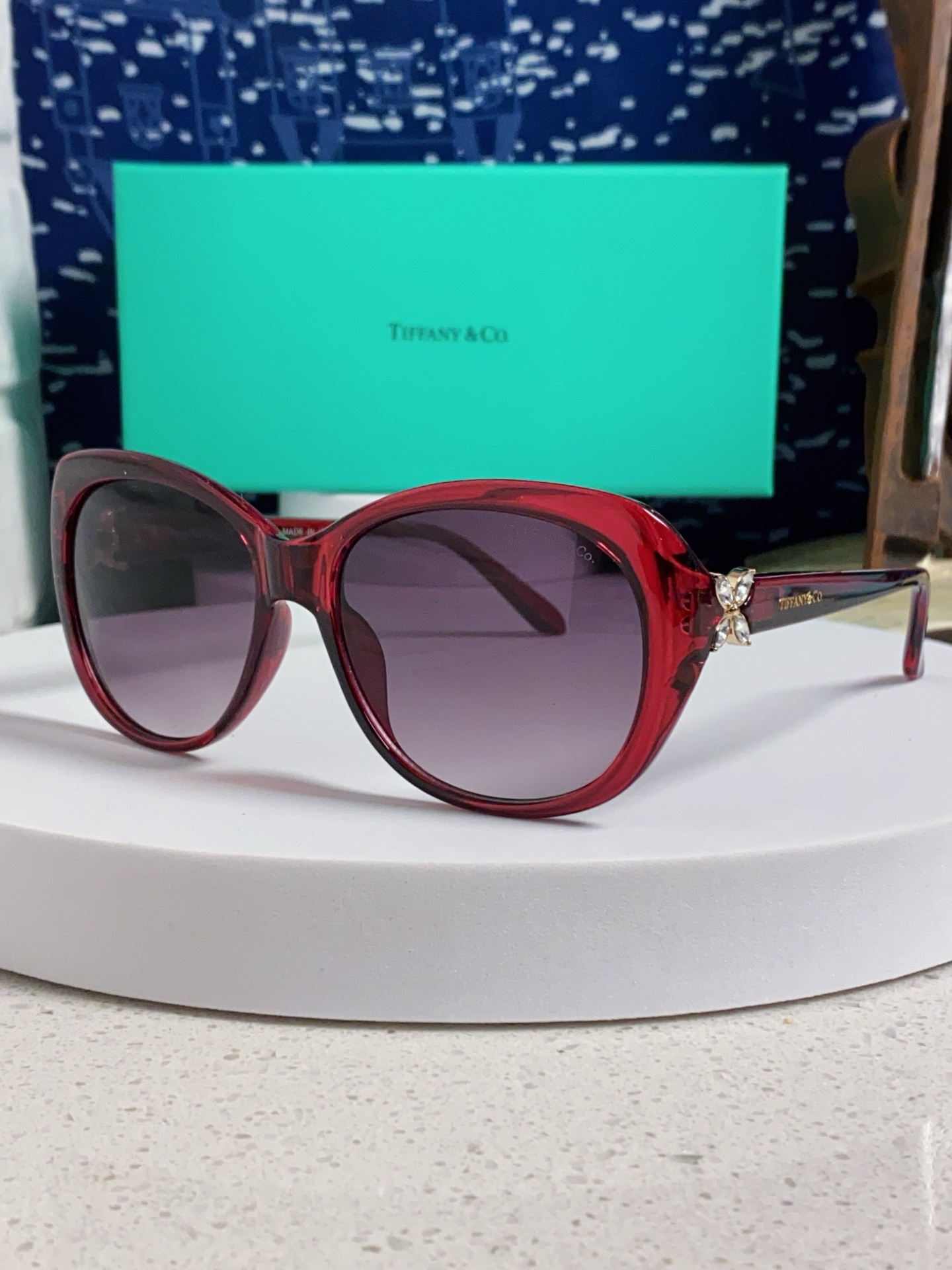  Tiffany & Co.TIFFANY蒂芙尼 2025新款女士墨镜偏光 圆猫眼墨镜女网红时尚气质遮阳
