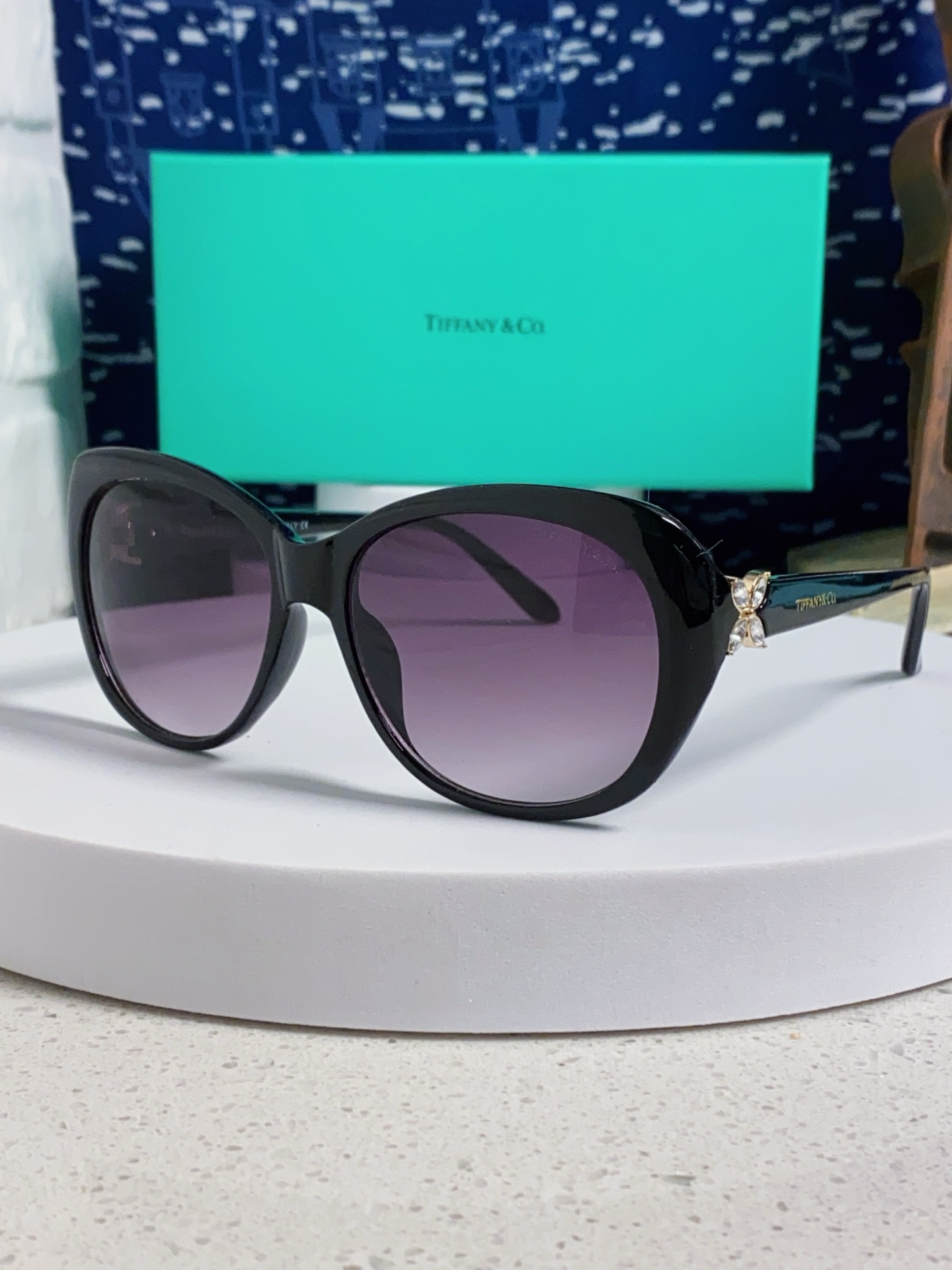  Tiffany & Co.TIFFANY蒂芙尼 2025新款女士墨镜偏光 圆猫眼墨镜女网红时尚气质遮阳