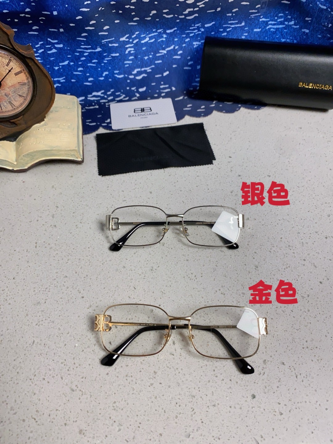  Balenciaga巴黎世家 2025新款金属复古方框斯文金丝长方形男女金银框可配近视眼镜潮 