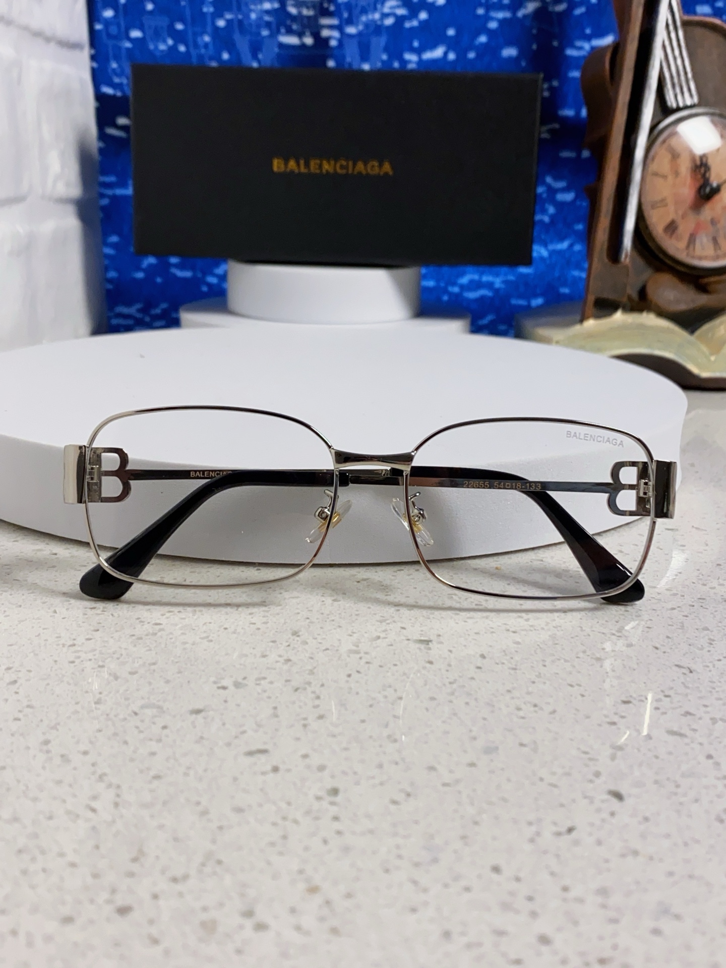  Balenciaga巴黎世家 2025新款金属复古方框斯文金丝长方形男女金银框可配近视眼镜潮 