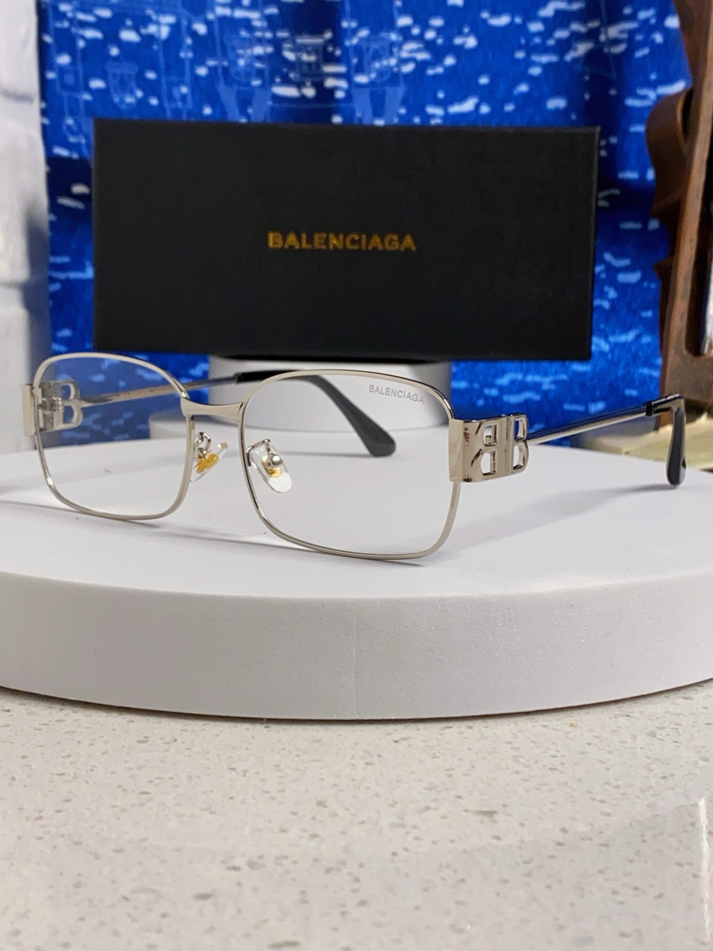  Balenciaga巴黎世家 2025新款金属复古方框斯文金丝长方形男女金银框可配近视眼镜潮 