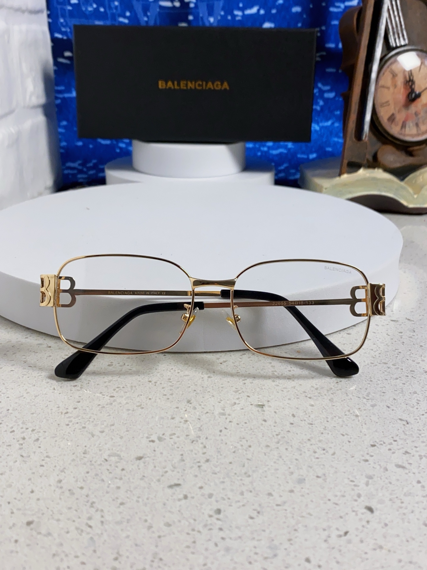  Balenciaga巴黎世家 2025新款金属复古方框斯文金丝长方形男女金银框可配近视眼镜潮 