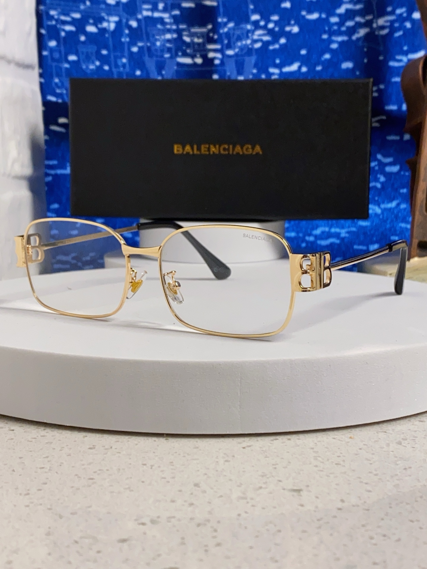  Balenciaga巴黎世家 2025新款金属复古方框斯文金丝长方形男女金银框可配近视眼镜潮 