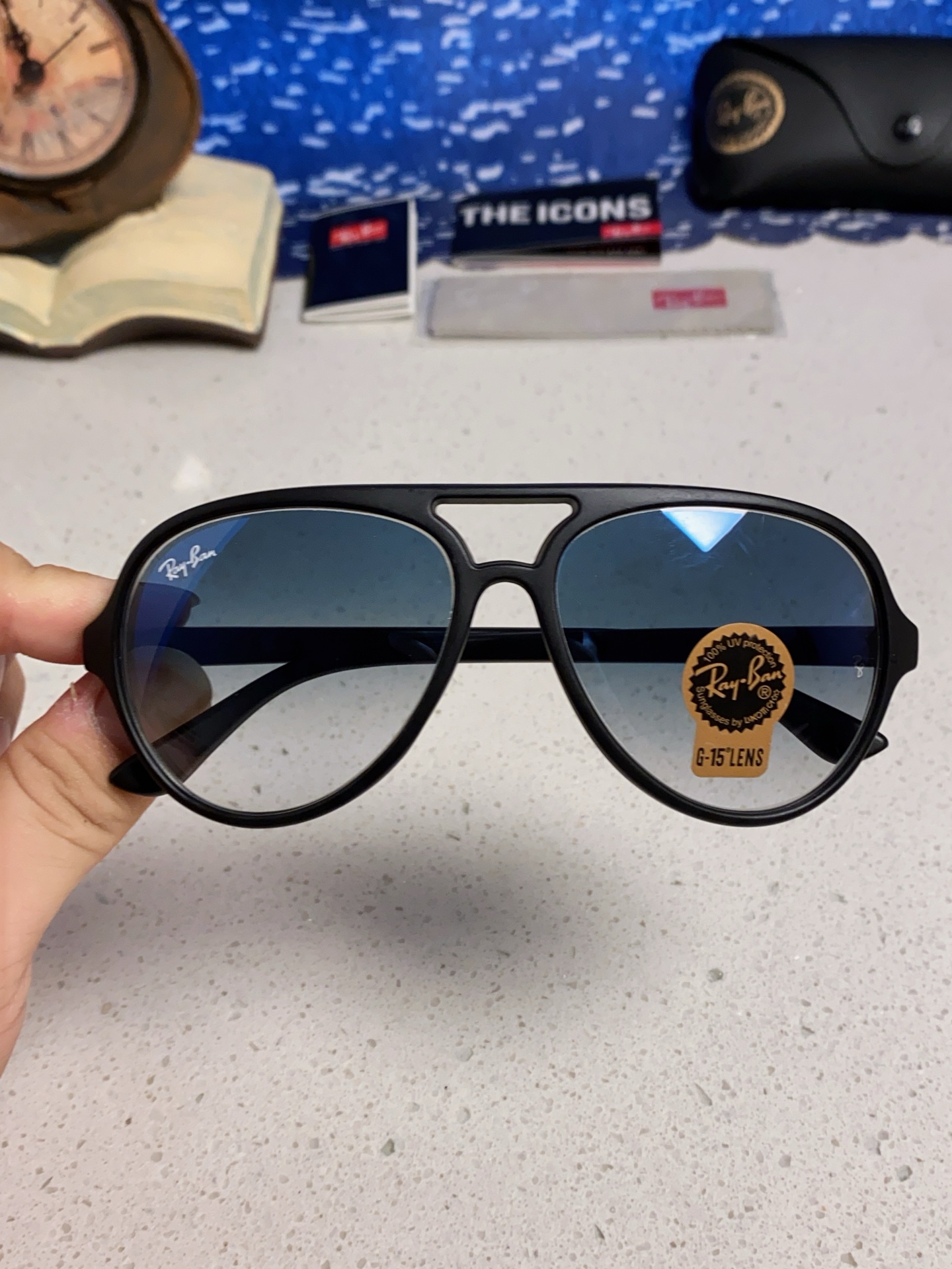  RayBan雷朋 经典男士飞行员眼镜 板材玻璃镜片蛤蟆框太阳镜 RB4125