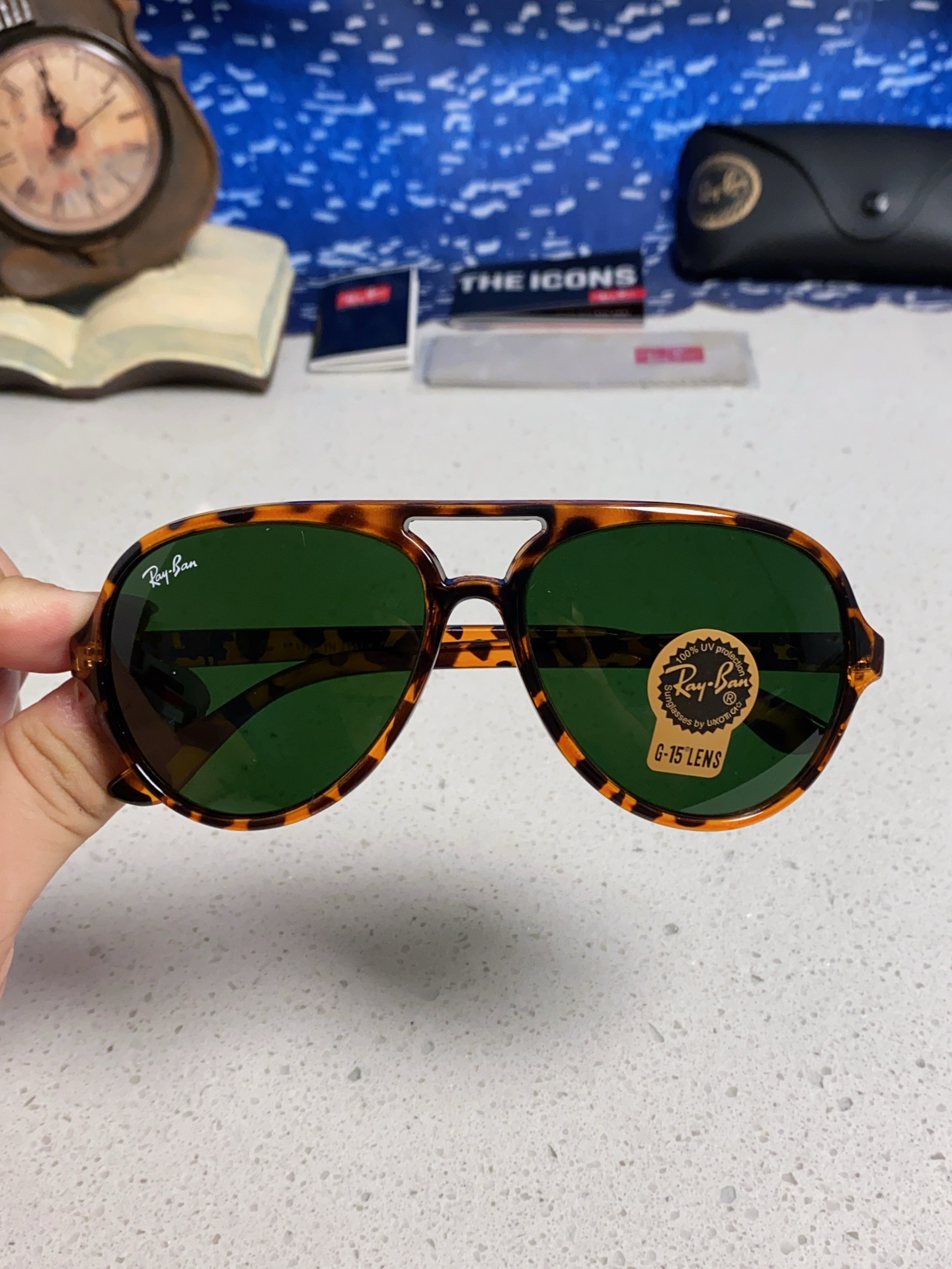  RayBan雷朋 经典男士飞行员眼镜 板材玻璃镜片蛤蟆框太阳镜 RB4125