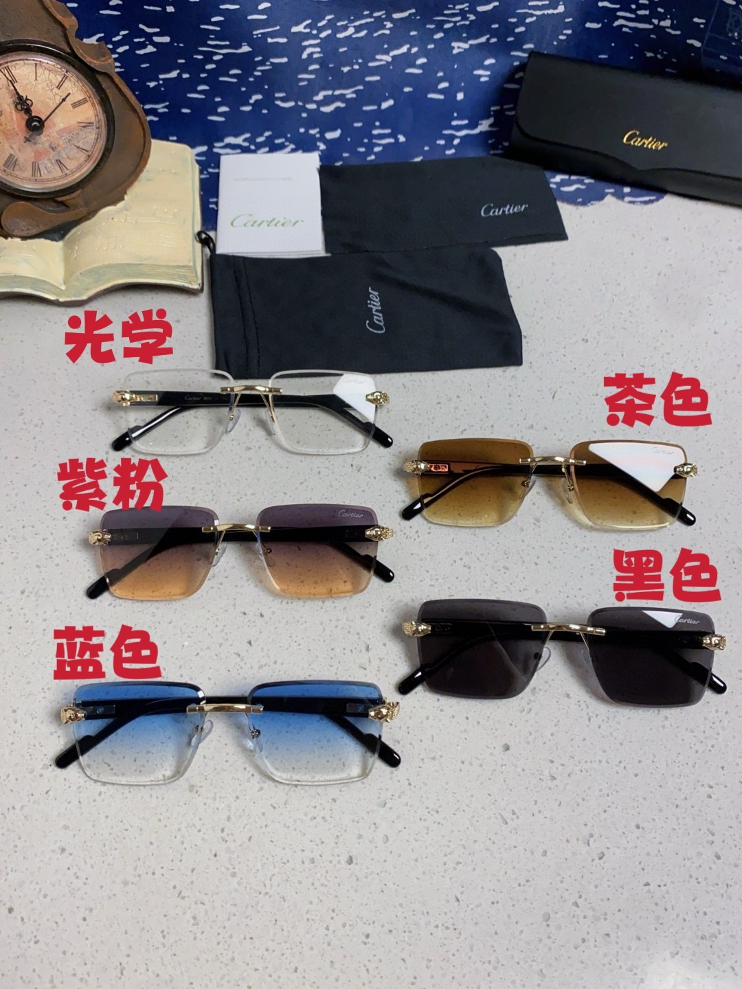  Carter卡地亚 2025新款豹子头墨镜女个性潮卡外贸新款眼镜欧美流行男运动太阳镜防紫外线平光镜 男