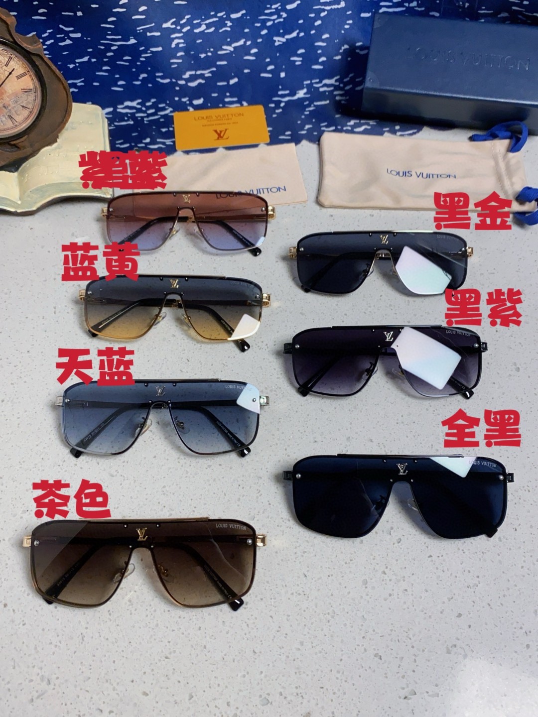  LouisVuitton路易威登 2025跨境新款欧美一体片男士长框太阳镜 时尚无框墨镜 百搭遮阳 开