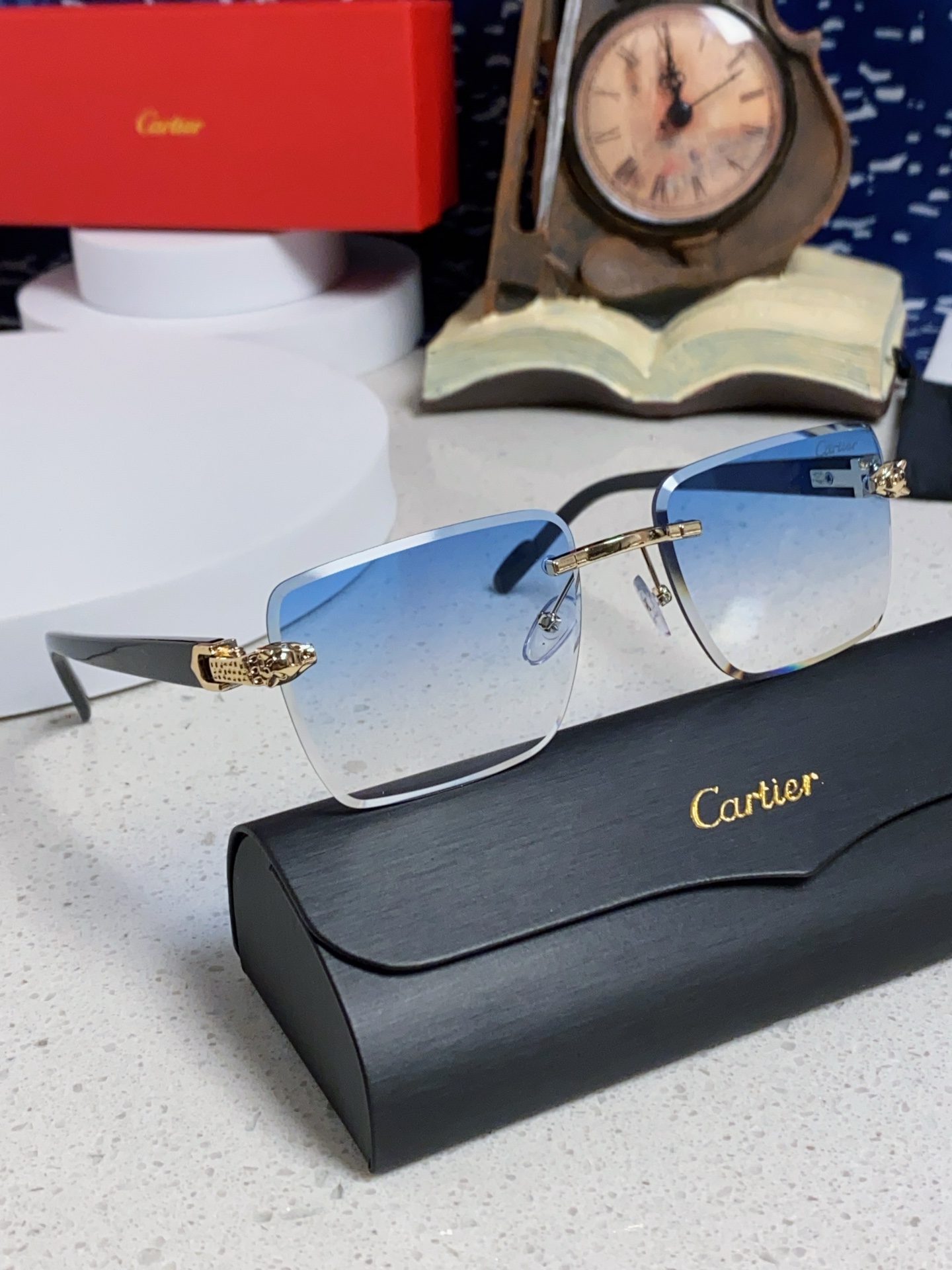  Carter卡地亚 2025新款豹子头墨镜女个性潮卡外贸新款眼镜欧美流行男运动太阳镜防紫外线平光镜 男