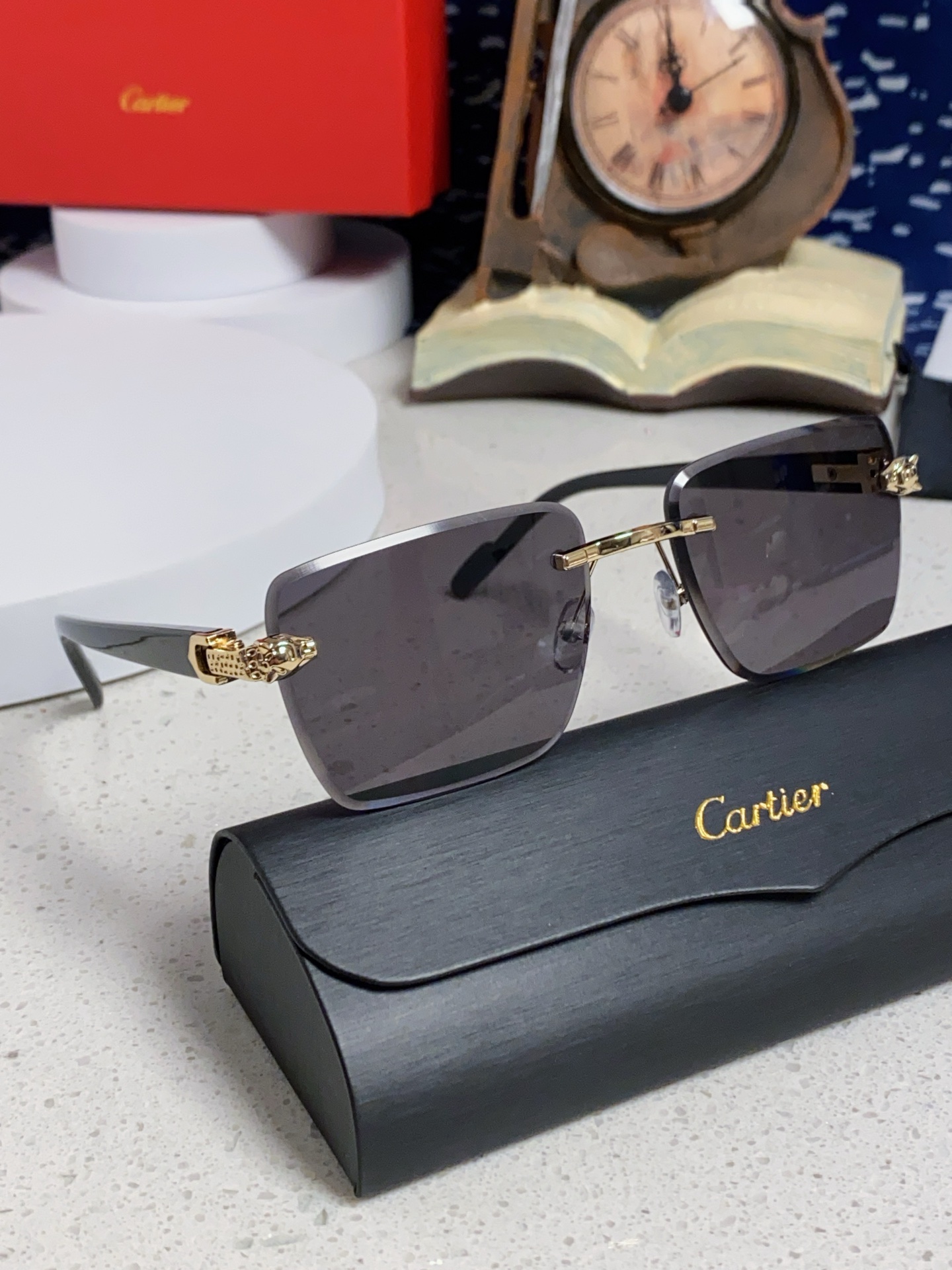 Carter卡地亚 2025新款豹子头墨镜女个性潮卡外贸新款眼镜欧美流行男运动太阳镜防紫外线平光镜 男