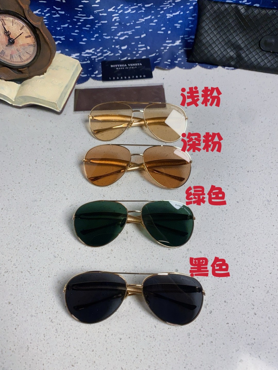 BottegaVeneta宝缇嘉 BV1305S欧美时尚太阳镜男女沙丁鱼镜腿金属蛤蟆镜飞行员墨镜