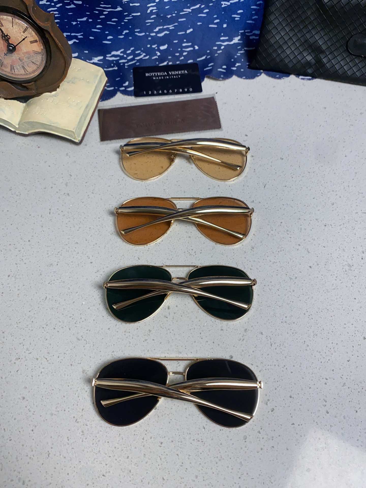 BottegaVeneta宝缇嘉 BV1305S欧美时尚太阳镜男女沙丁鱼镜腿金属蛤蟆镜飞行员墨镜