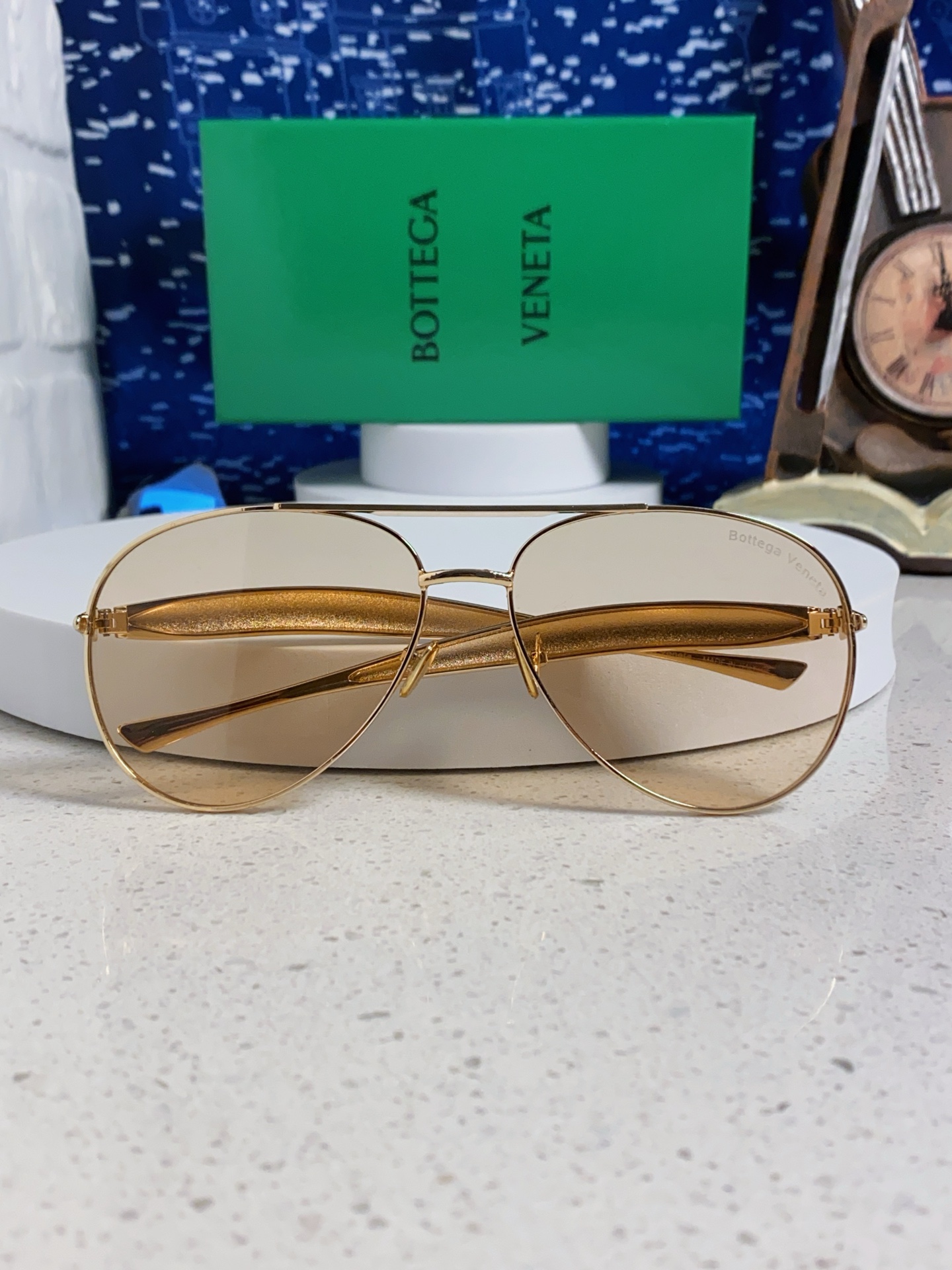 BottegaVeneta宝缇嘉 BV1305S欧美时尚太阳镜男女沙丁鱼镜腿金属蛤蟆镜飞行员墨镜