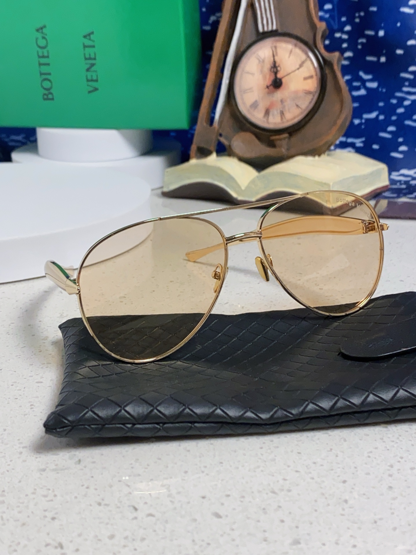 BottegaVeneta宝缇嘉 BV1305S欧美时尚太阳镜男女沙丁鱼镜腿金属蛤蟆镜飞行员墨镜