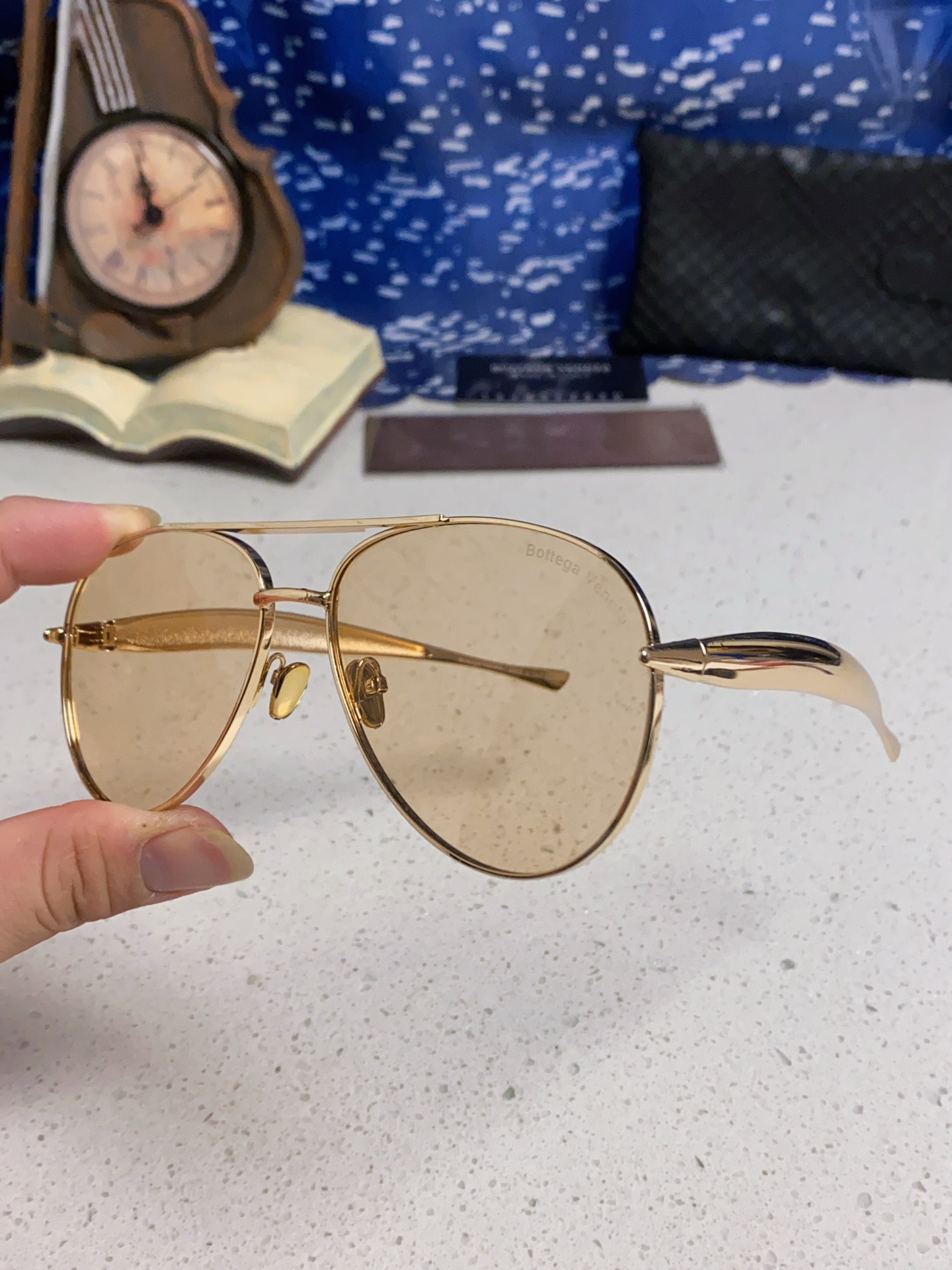 BottegaVeneta宝缇嘉 BV1305S欧美时尚太阳镜男女沙丁鱼镜腿金属蛤蟆镜飞行员墨镜