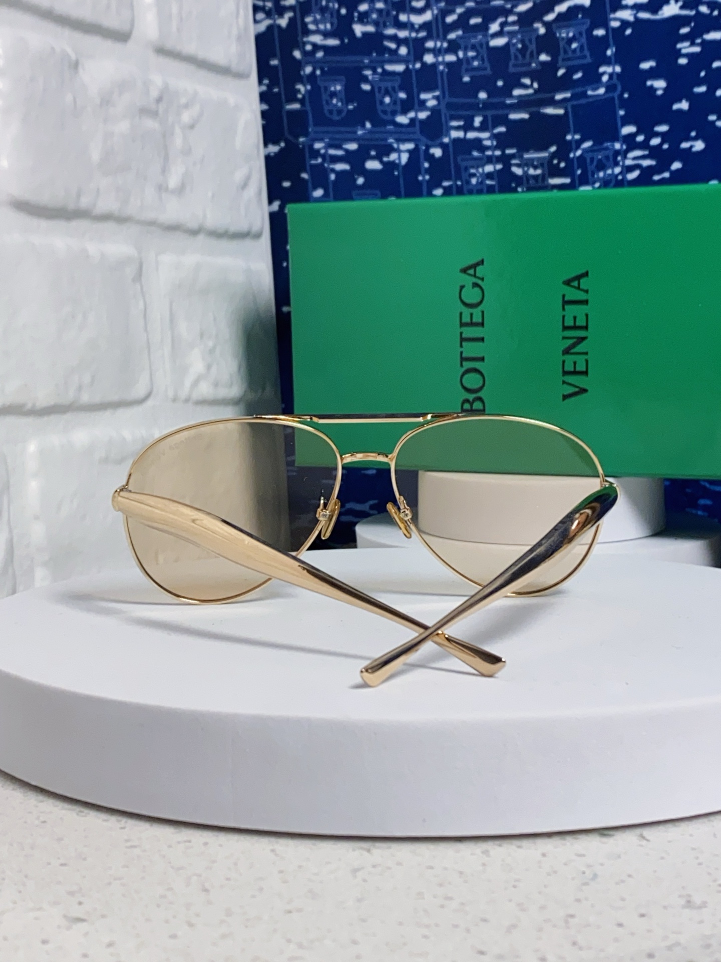 BottegaVeneta宝缇嘉 BV1305S欧美时尚太阳镜男女沙丁鱼镜腿金属蛤蟆镜飞行员墨镜