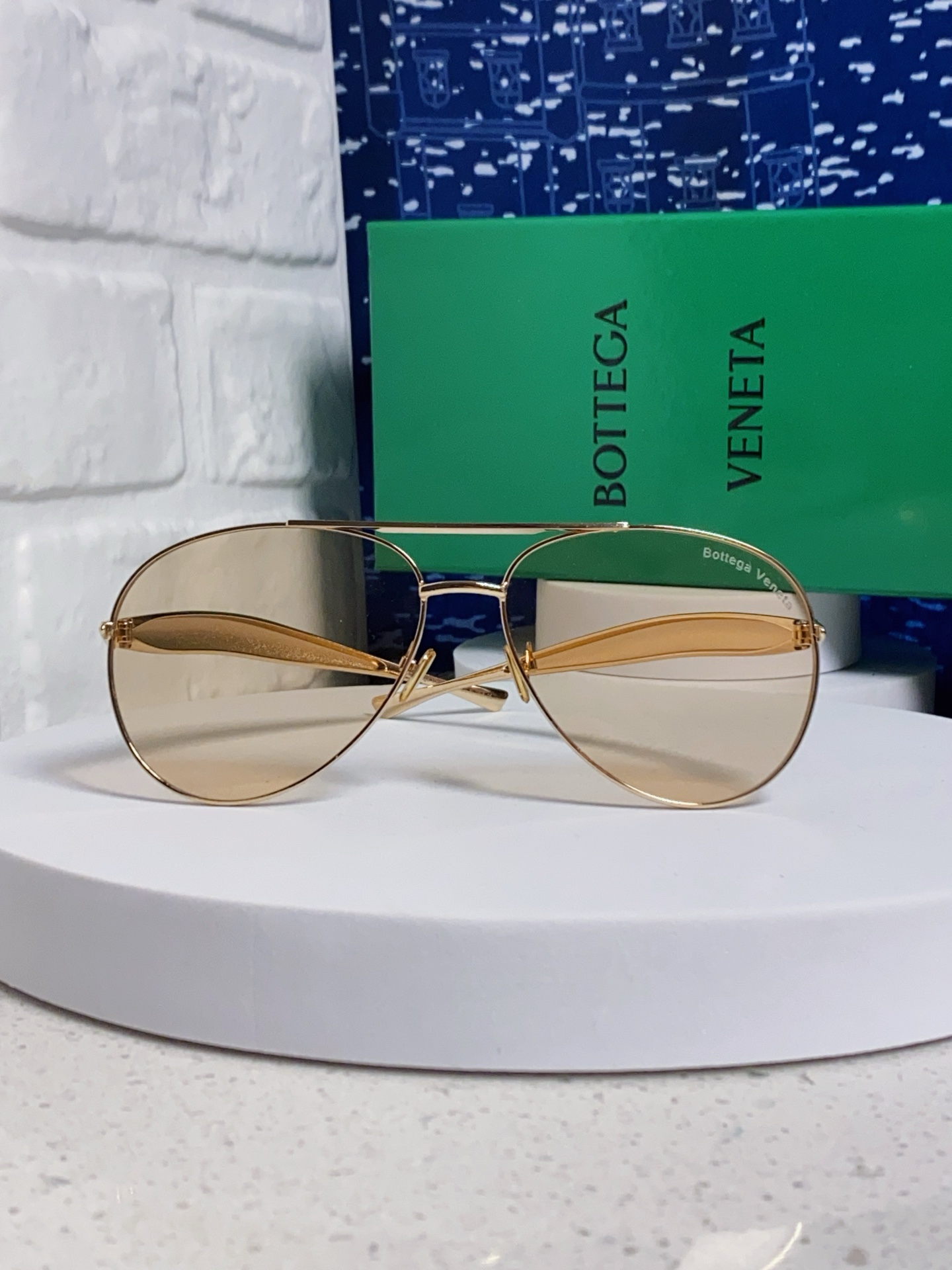 BottegaVeneta宝缇嘉 BV1305S欧美时尚太阳镜男女沙丁鱼镜腿金属蛤蟆镜飞行员墨镜