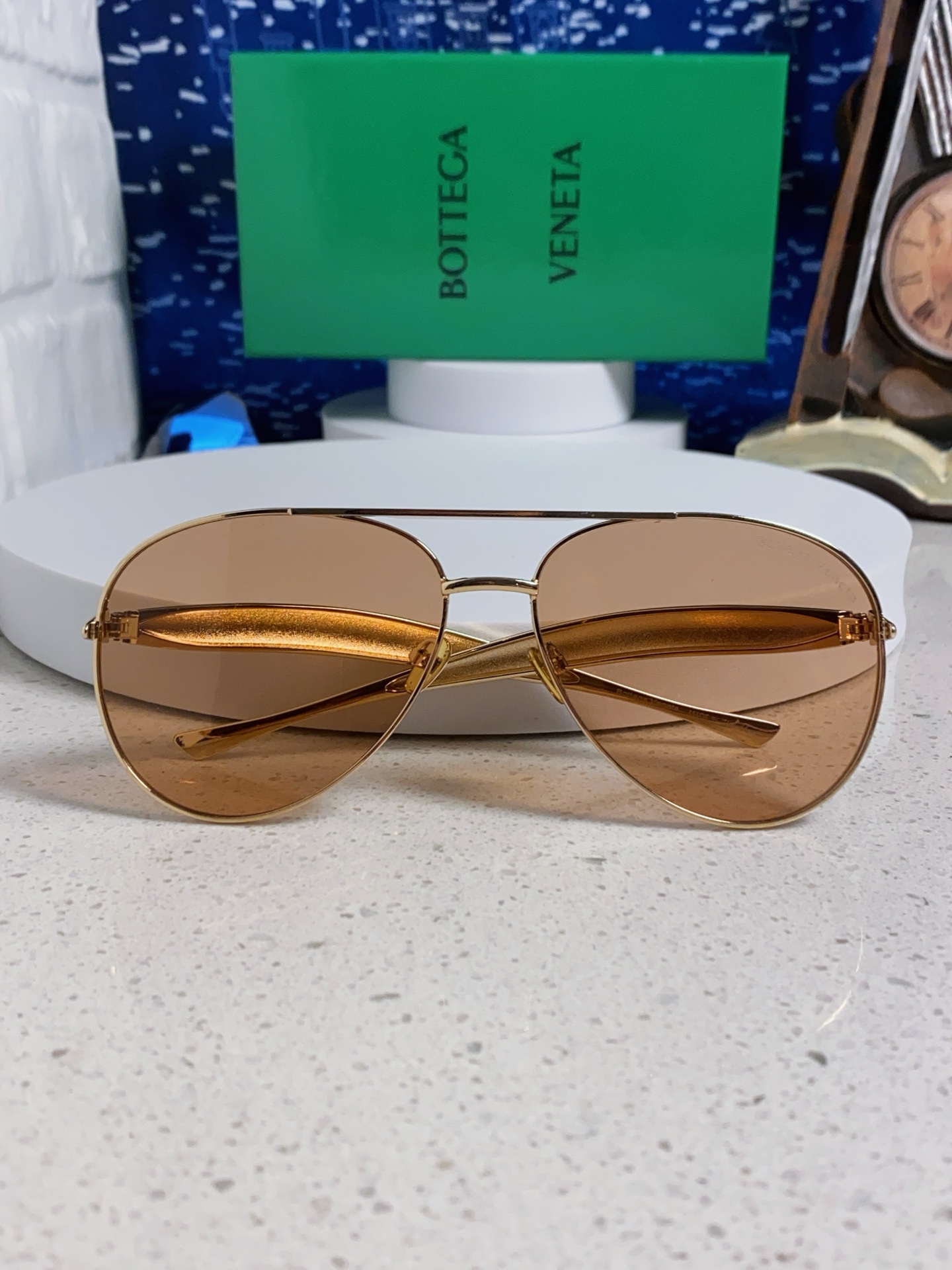 BottegaVeneta宝缇嘉 BV1305S欧美时尚太阳镜男女沙丁鱼镜腿金属蛤蟆镜飞行员墨镜