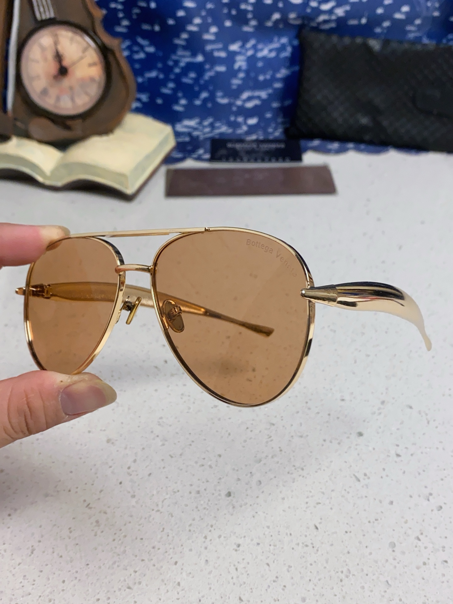 BottegaVeneta宝缇嘉 BV1305S欧美时尚太阳镜男女沙丁鱼镜腿金属蛤蟆镜飞行员墨镜