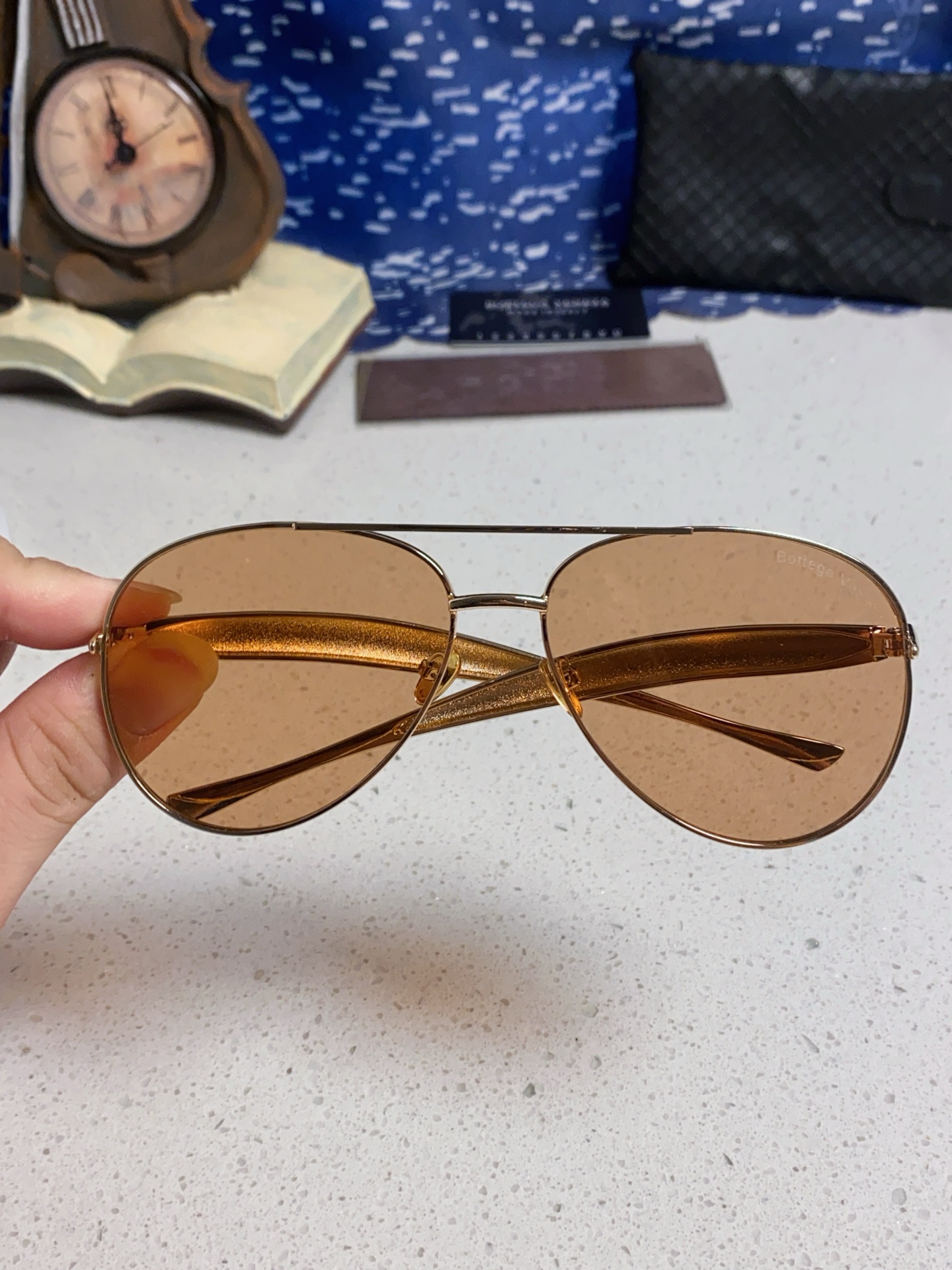 BottegaVeneta宝缇嘉 BV1305S欧美时尚太阳镜男女沙丁鱼镜腿金属蛤蟆镜飞行员墨镜