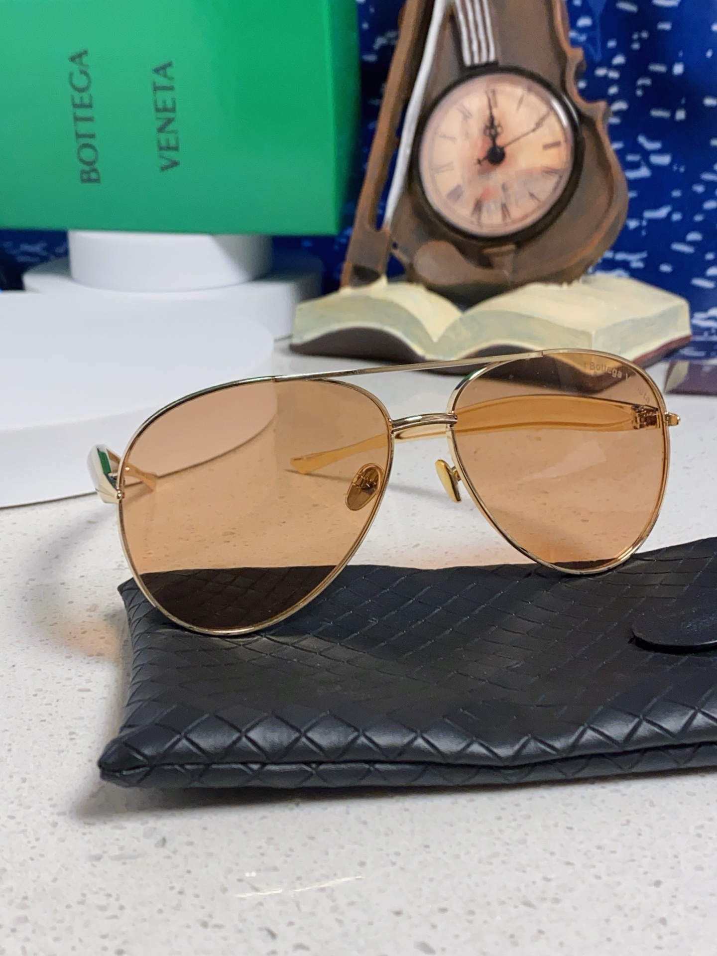BottegaVeneta宝缇嘉 BV1305S欧美时尚太阳镜男女沙丁鱼镜腿金属蛤蟆镜飞行员墨镜