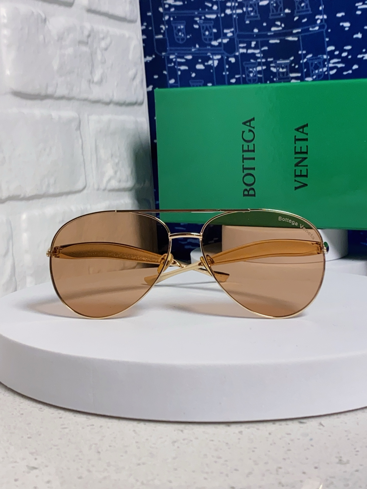 BottegaVeneta宝缇嘉 BV1305S欧美时尚太阳镜男女沙丁鱼镜腿金属蛤蟆镜飞行员墨镜