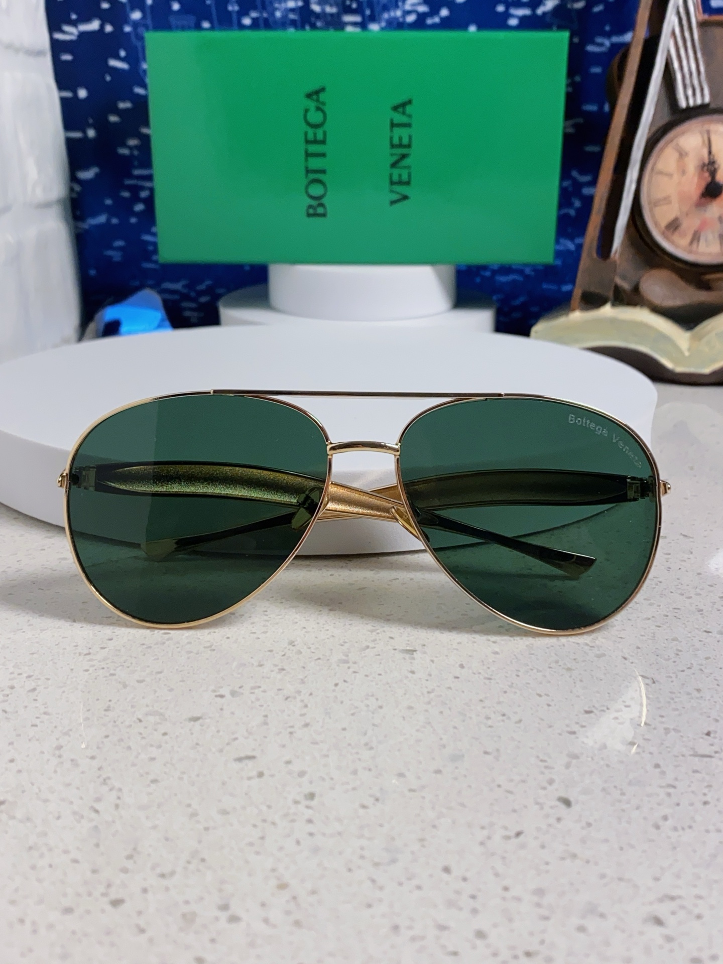 BottegaVeneta宝缇嘉 BV1305S欧美时尚太阳镜男女沙丁鱼镜腿金属蛤蟆镜飞行员墨镜