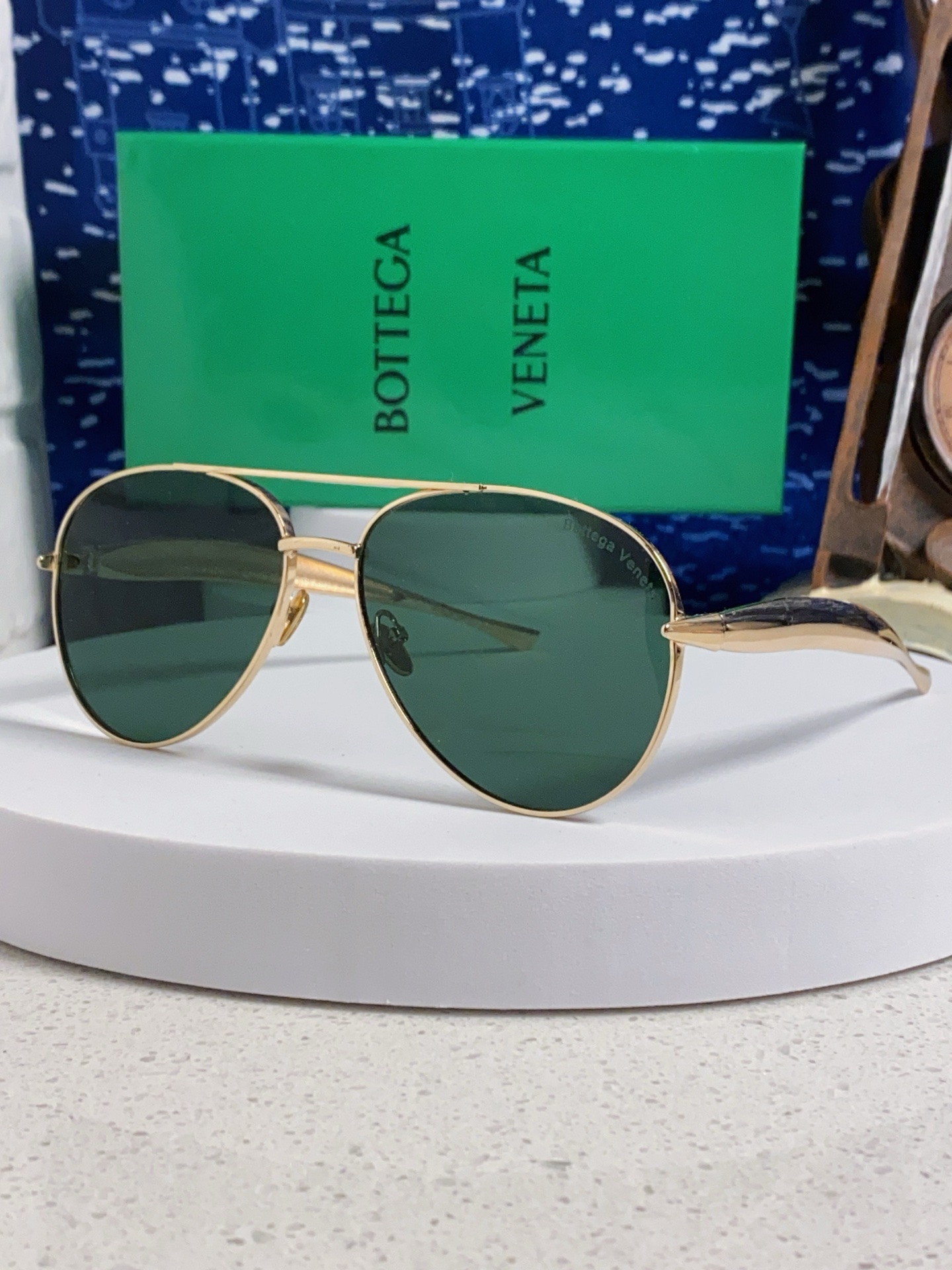 BottegaVeneta宝缇嘉 BV1305S欧美时尚太阳镜男女沙丁鱼镜腿金属蛤蟆镜飞行员墨镜