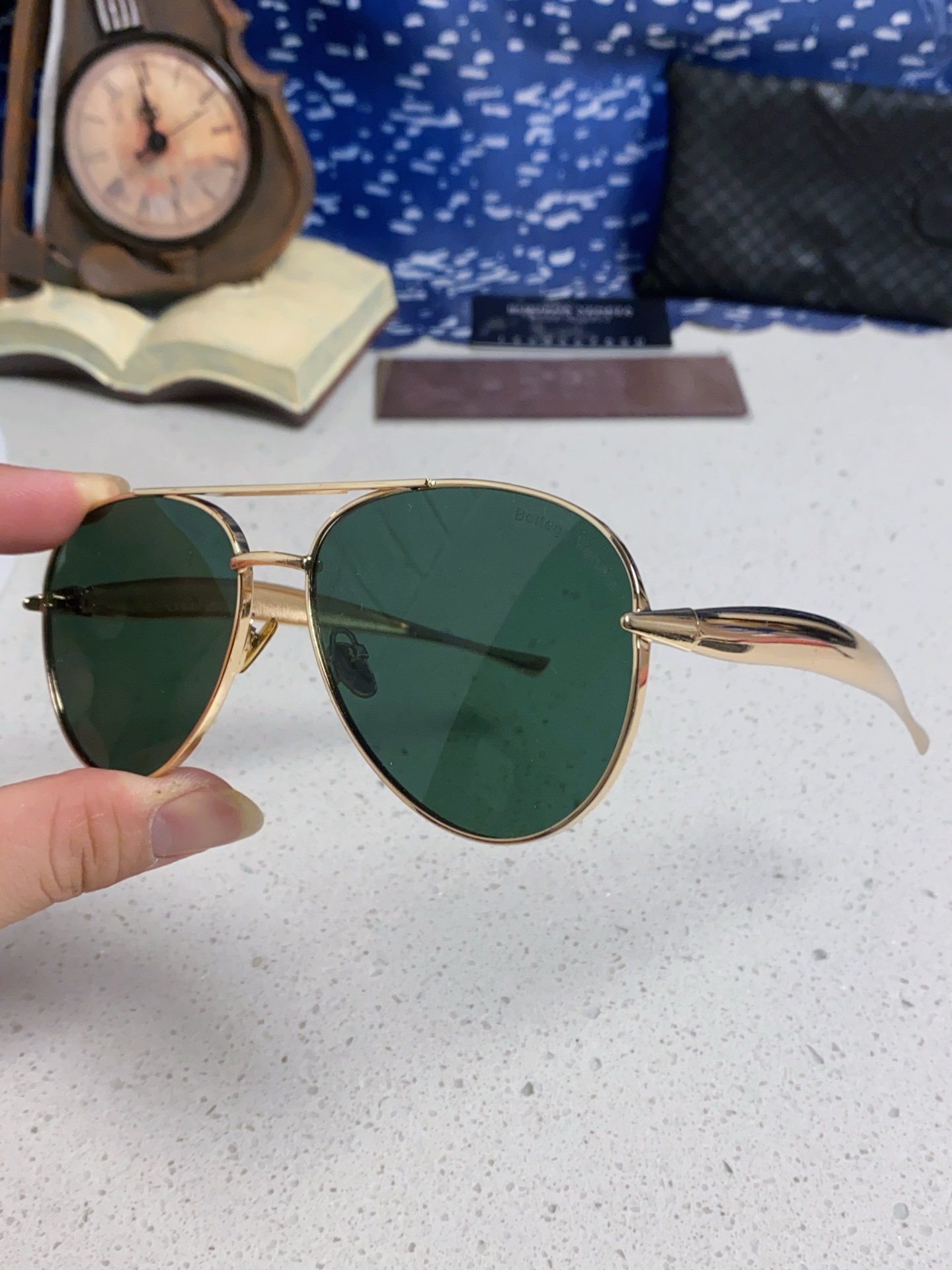 BottegaVeneta宝缇嘉 BV1305S欧美时尚太阳镜男女沙丁鱼镜腿金属蛤蟆镜飞行员墨镜