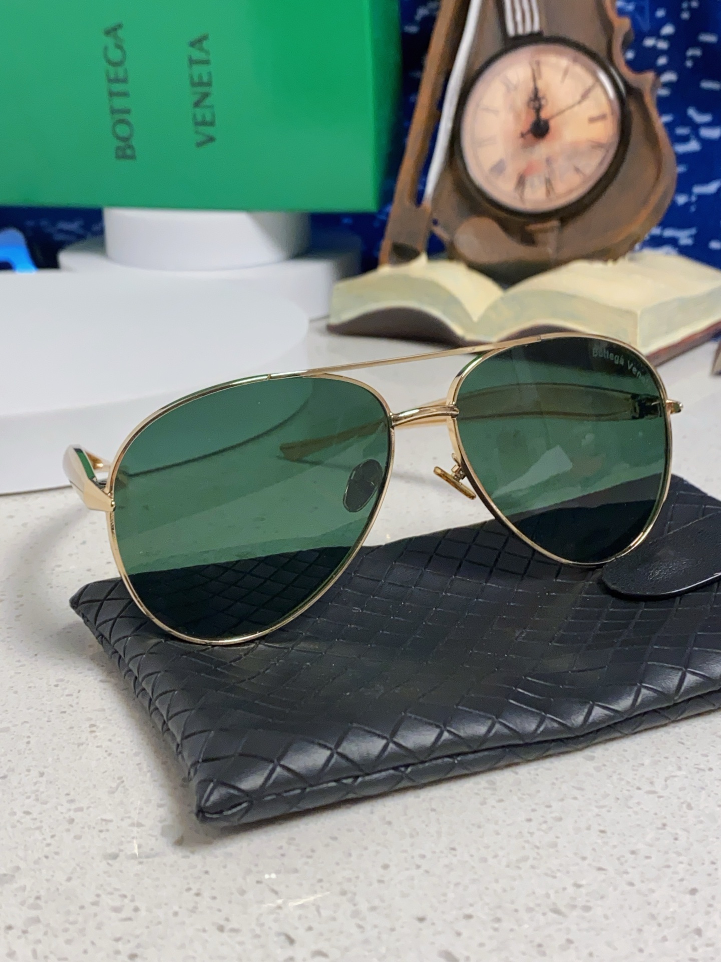 BottegaVeneta宝缇嘉 BV1305S欧美时尚太阳镜男女沙丁鱼镜腿金属蛤蟆镜飞行员墨镜