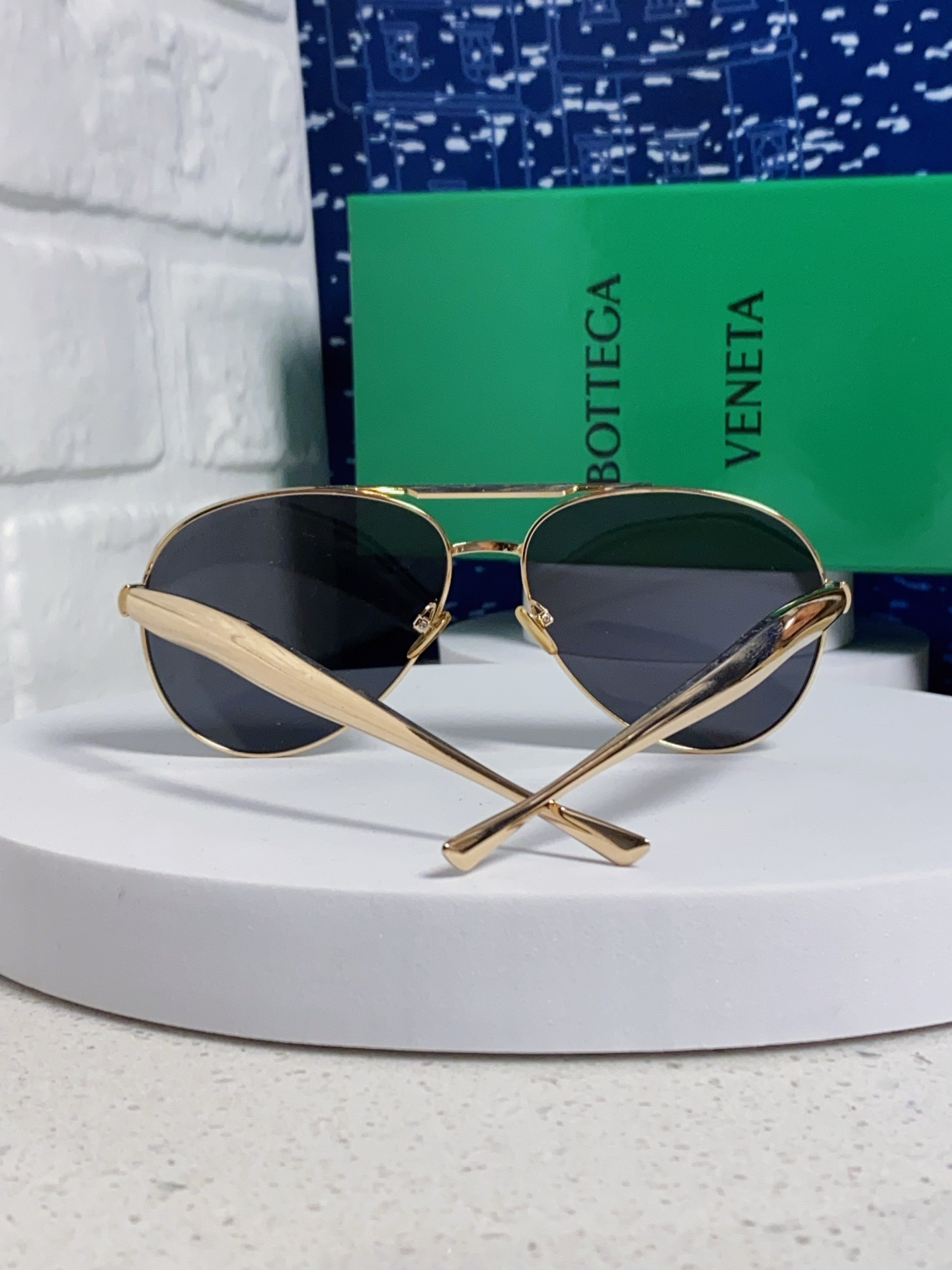 BottegaVeneta宝缇嘉 BV1305S欧美时尚太阳镜男女沙丁鱼镜腿金属蛤蟆镜飞行员墨镜