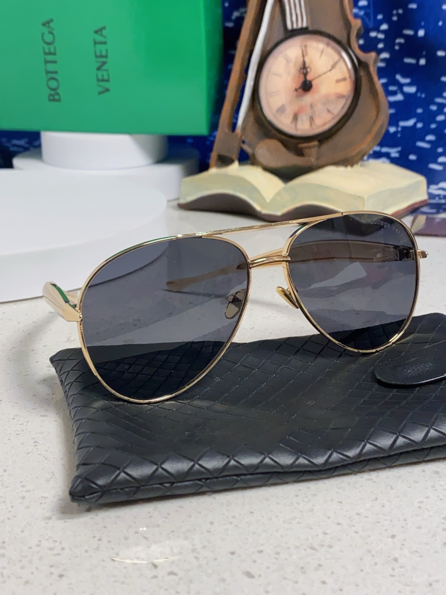 BottegaVeneta宝缇嘉 BV1305S欧美时尚太阳镜男女沙丁鱼镜腿金属蛤蟆镜飞行员墨镜