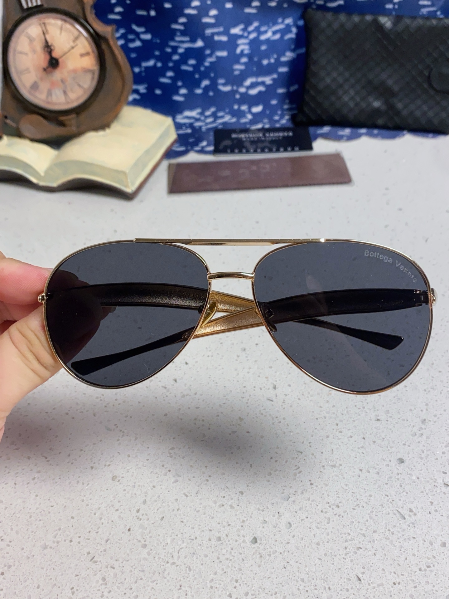 BottegaVeneta宝缇嘉 BV1305S欧美时尚太阳镜男女沙丁鱼镜腿金属蛤蟆镜飞行员墨镜