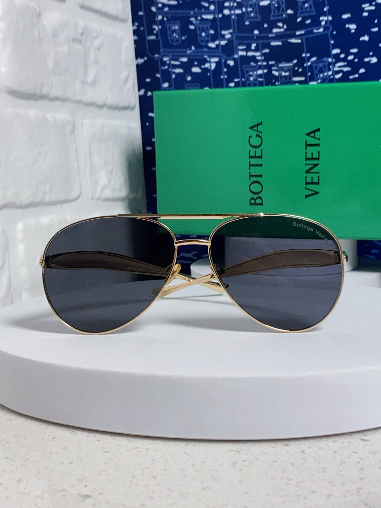 BottegaVeneta宝缇嘉 BV1305S欧美时尚太阳镜男女沙丁鱼镜腿金属蛤蟆镜飞行员墨镜