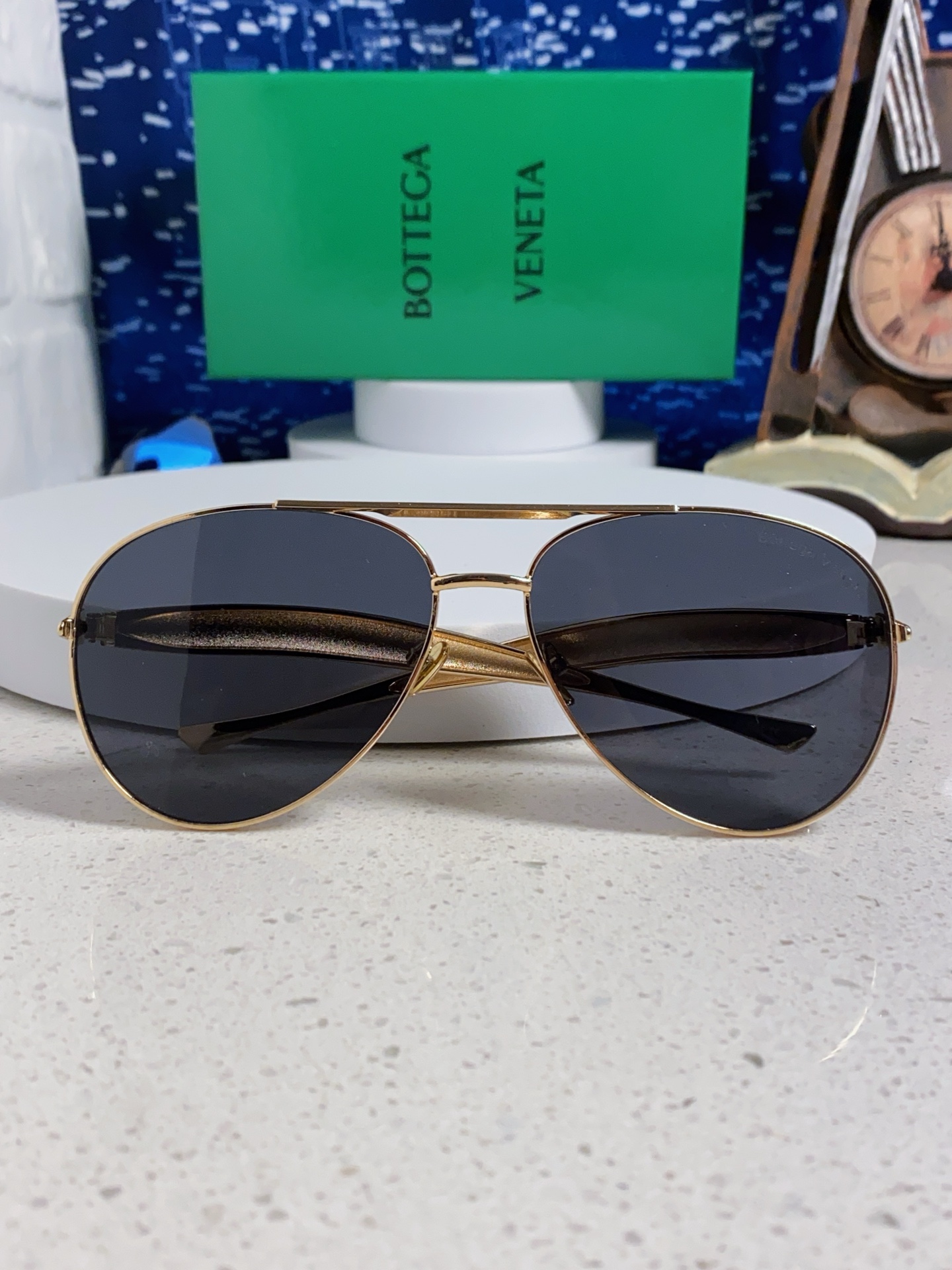 BottegaVeneta宝缇嘉 BV1305S欧美时尚太阳镜男女沙丁鱼镜腿金属蛤蟆镜飞行员墨镜