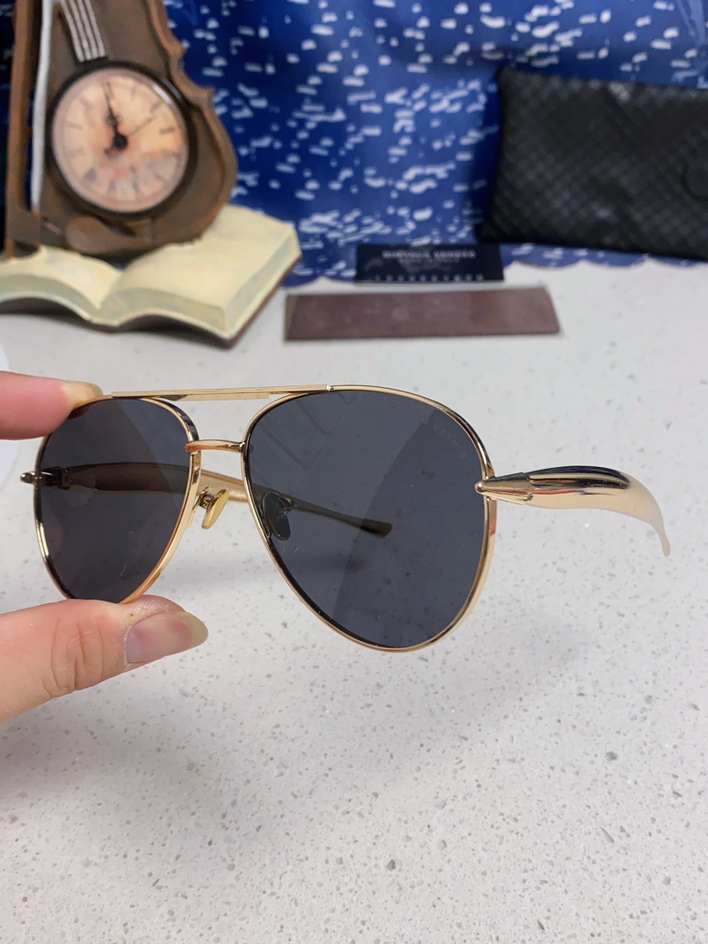 BottegaVeneta宝缇嘉 BV1305S欧美时尚太阳镜男女沙丁鱼镜腿金属蛤蟆镜飞行员墨镜