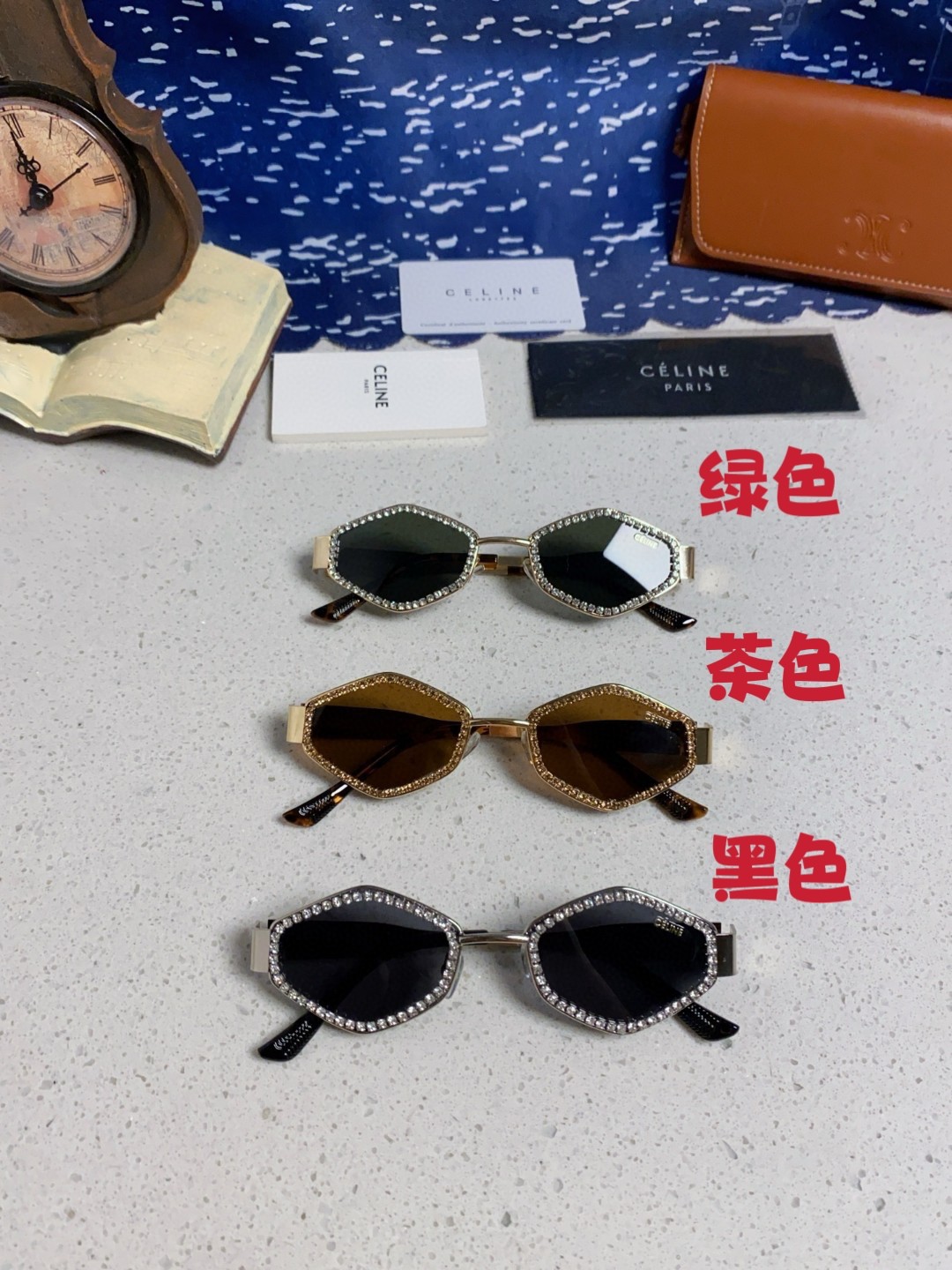  Celine赛琳 2025新款多边形太阳镜满钻棱形辣妹高级感太阳眼镜镶钻复古墨镜高级