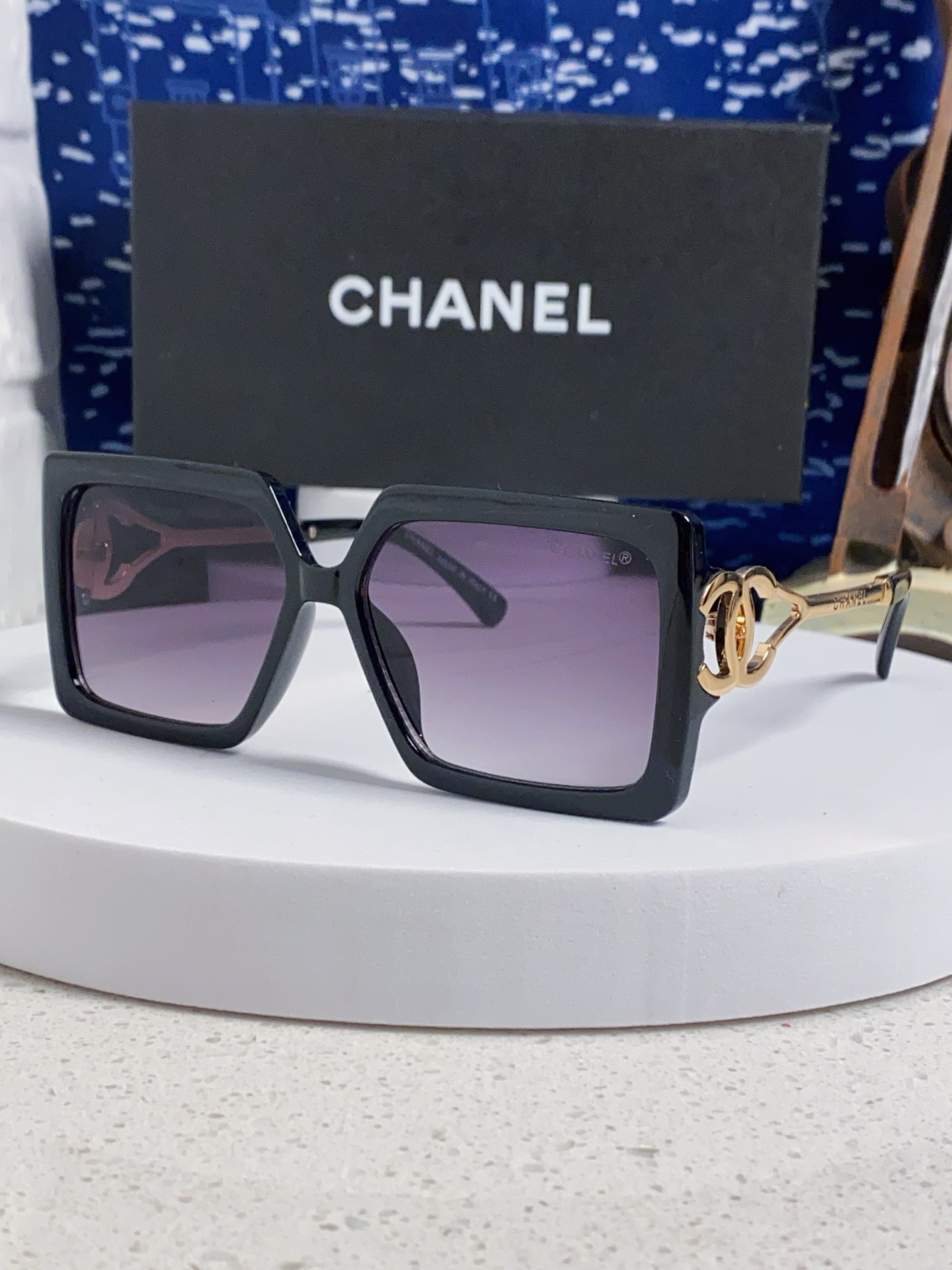 Chanel香奈儿 2025新款时尚大框太阳镜女高级感方形ins风街拍欧美跨境遮阳驾驶墨镜