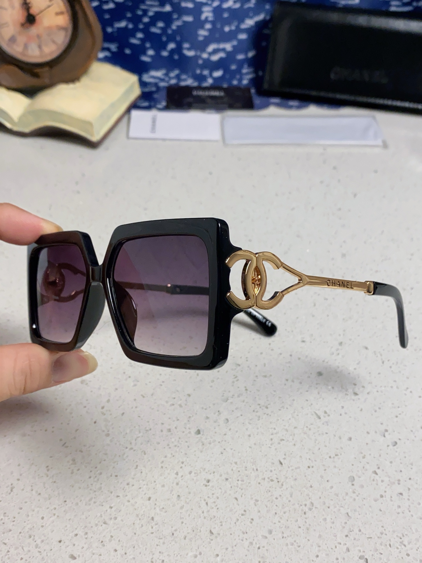 Chanel香奈儿 2025新款时尚大框太阳镜女高级感方形ins风街拍欧美跨境遮阳驾驶墨镜