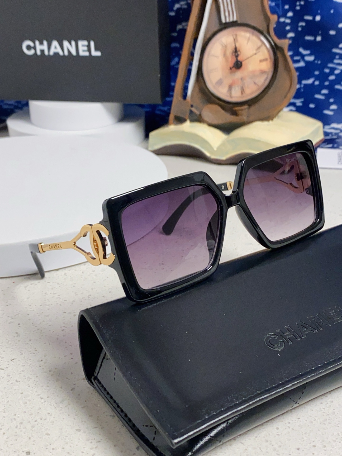 Chanel香奈儿 2025新款时尚大框太阳镜女高级感方形ins风街拍欧美跨境遮阳驾驶墨镜