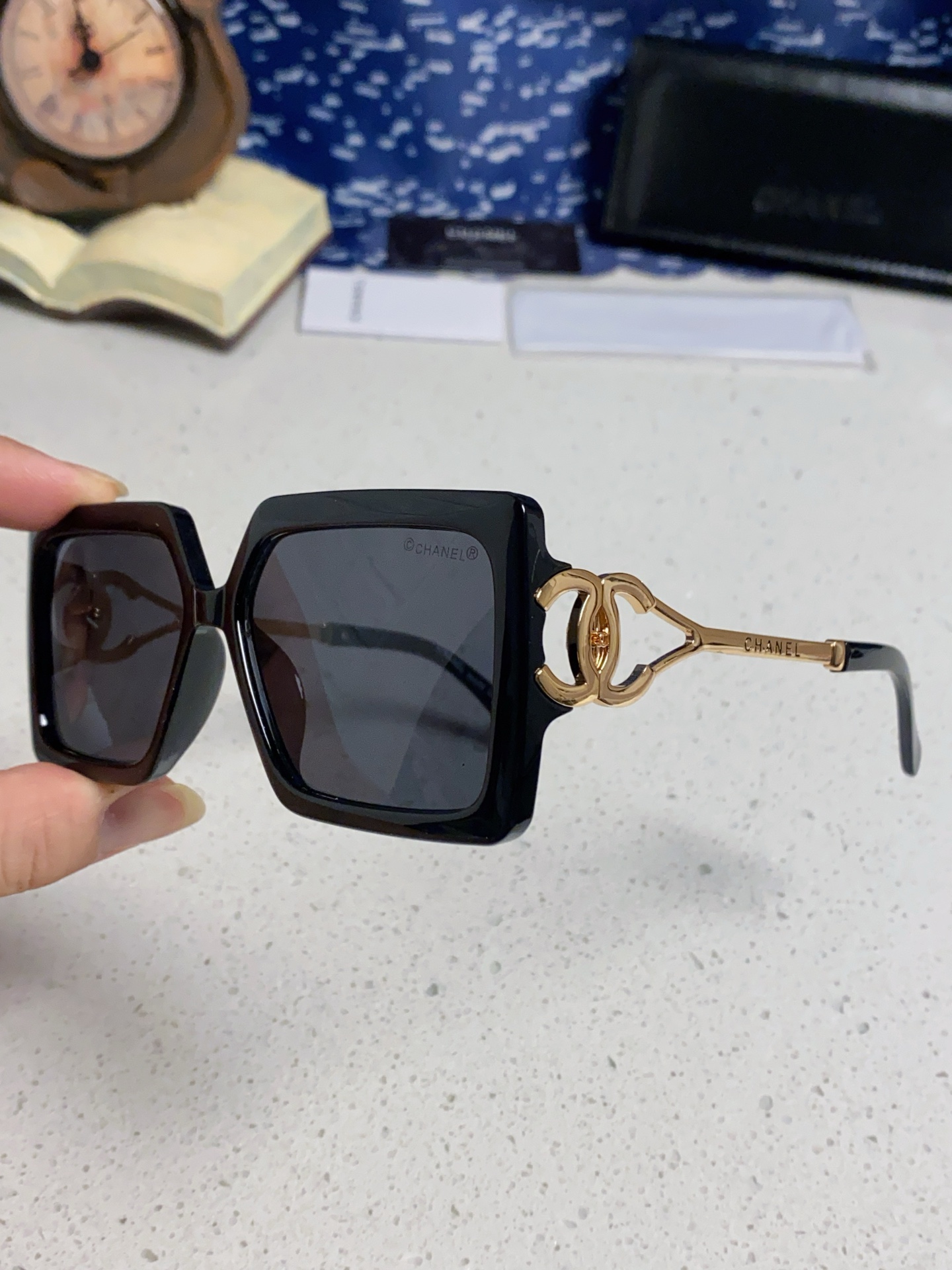 Chanel香奈儿 2025新款时尚大框太阳镜女高级感方形ins风街拍欧美跨境遮阳驾驶墨镜