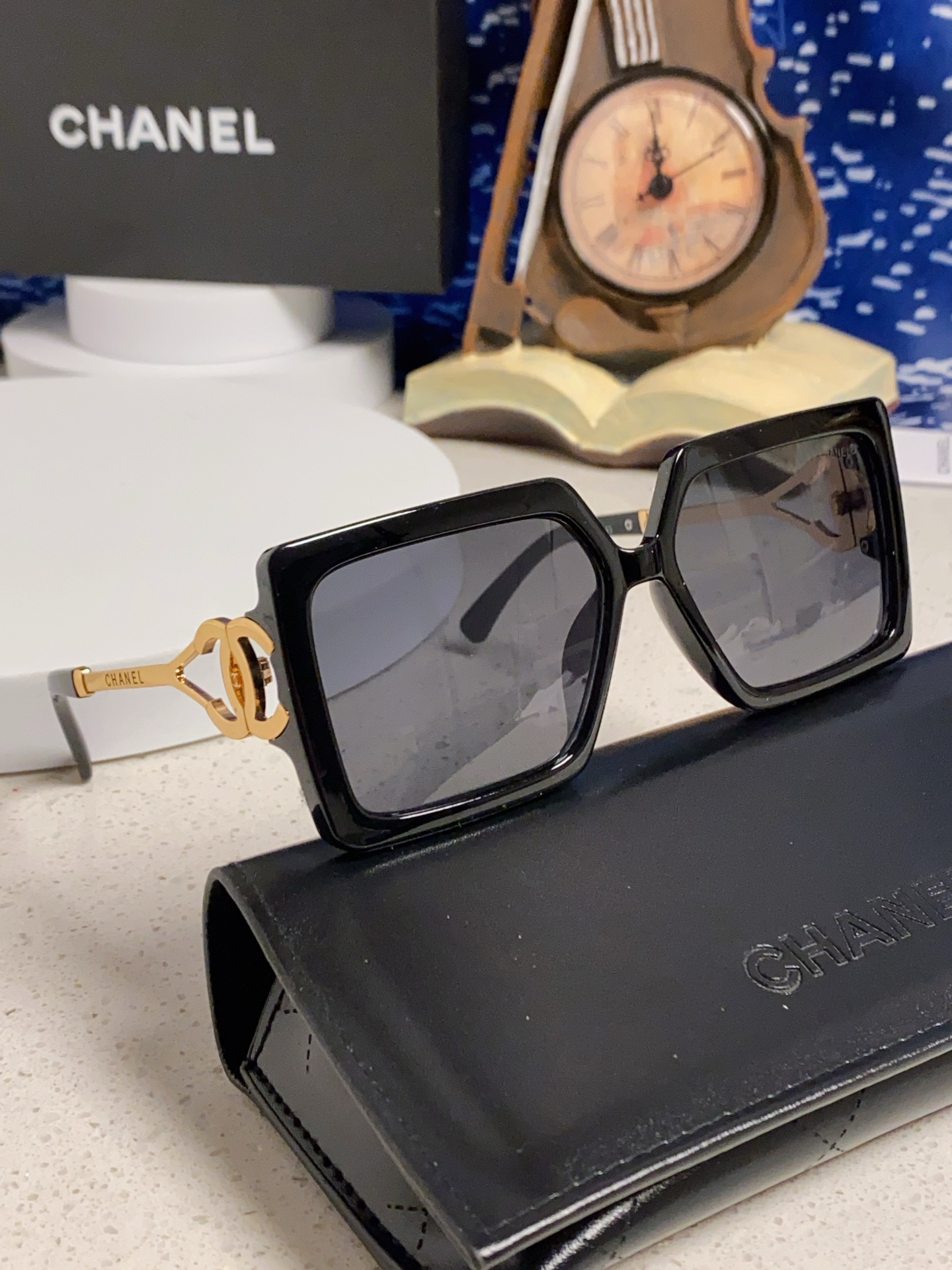 Chanel香奈儿 2025新款时尚大框太阳镜女高级感方形ins风街拍欧美跨境遮阳驾驶墨镜