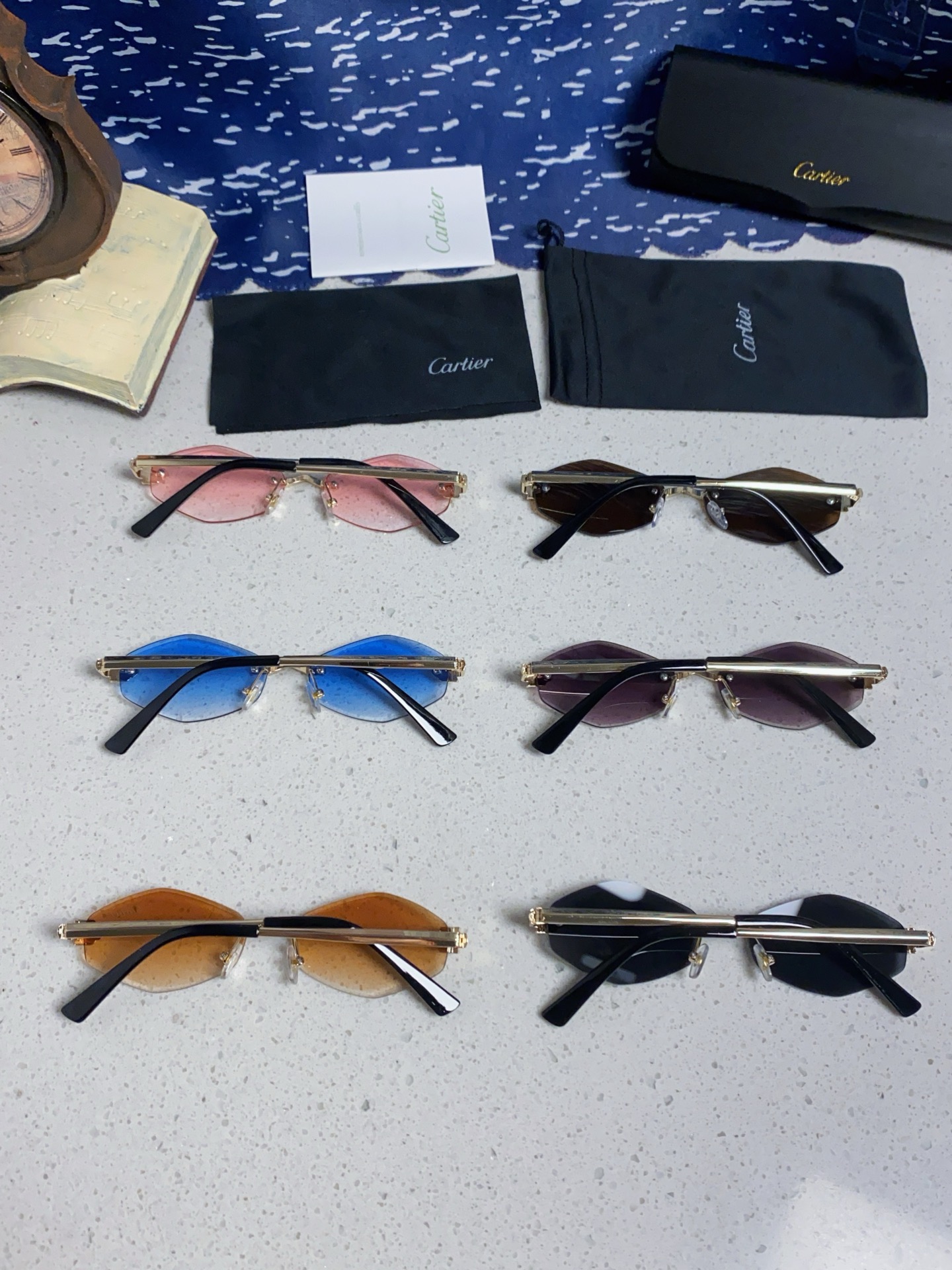 Cartier卡地亚 2025新款时尚复古个性舒适 前卫CT0443S太阳镜 墨镜高质感潮 金属无框豹子