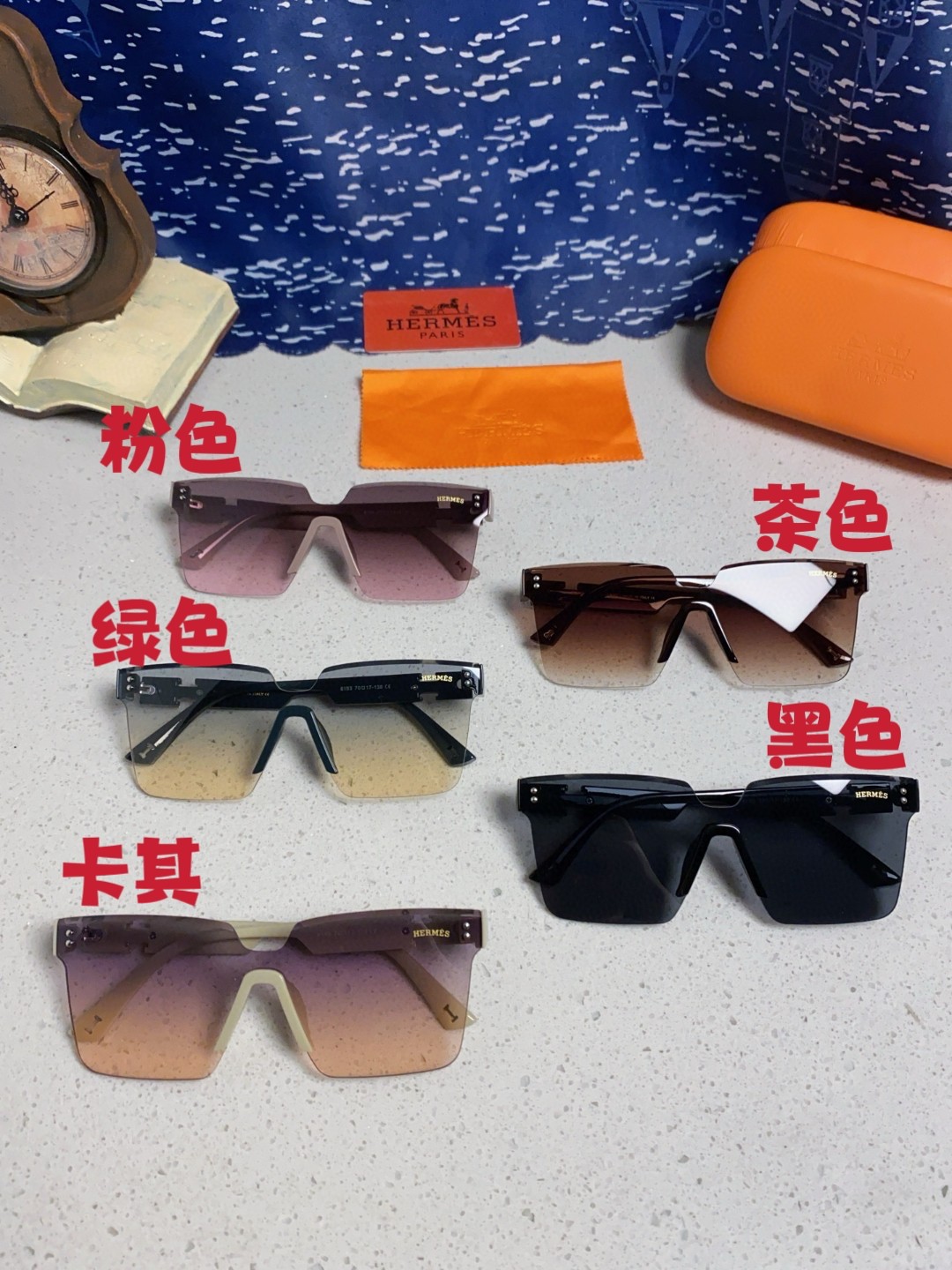  Hermes爱马仕 2025新款墨镜女款高级无框网红方圆脸显瘦气质防晒遮阳太阳眼镜