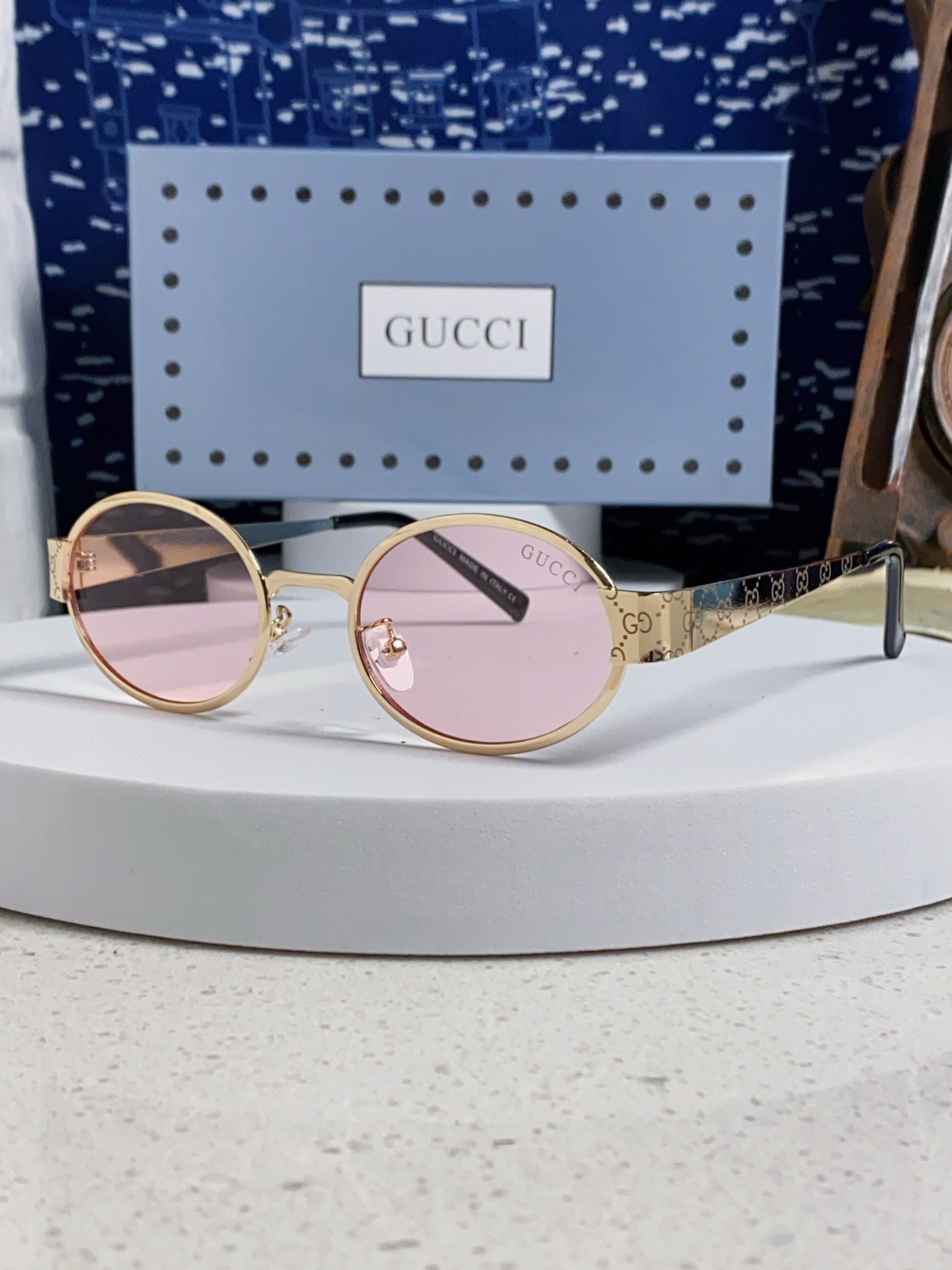  Gucci古奇 2025新款高品质 太阳眼镜男女士墨镜椭圆金属框防紫外线护眼百搭