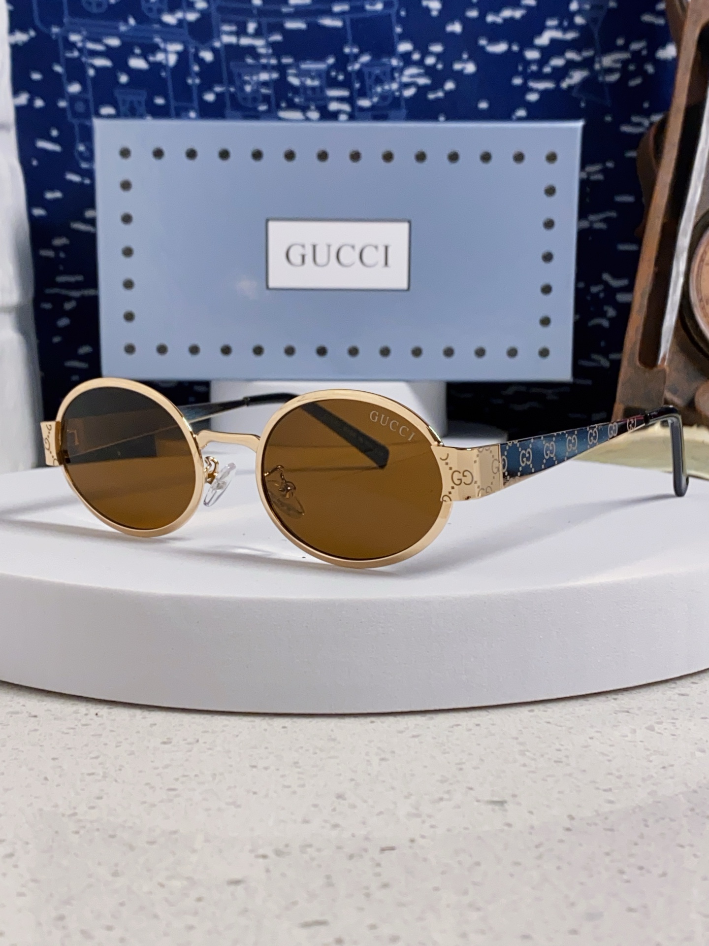  Gucci古奇 2025新款高品质 太阳眼镜男女士墨镜椭圆金属框防紫外线护眼百搭
