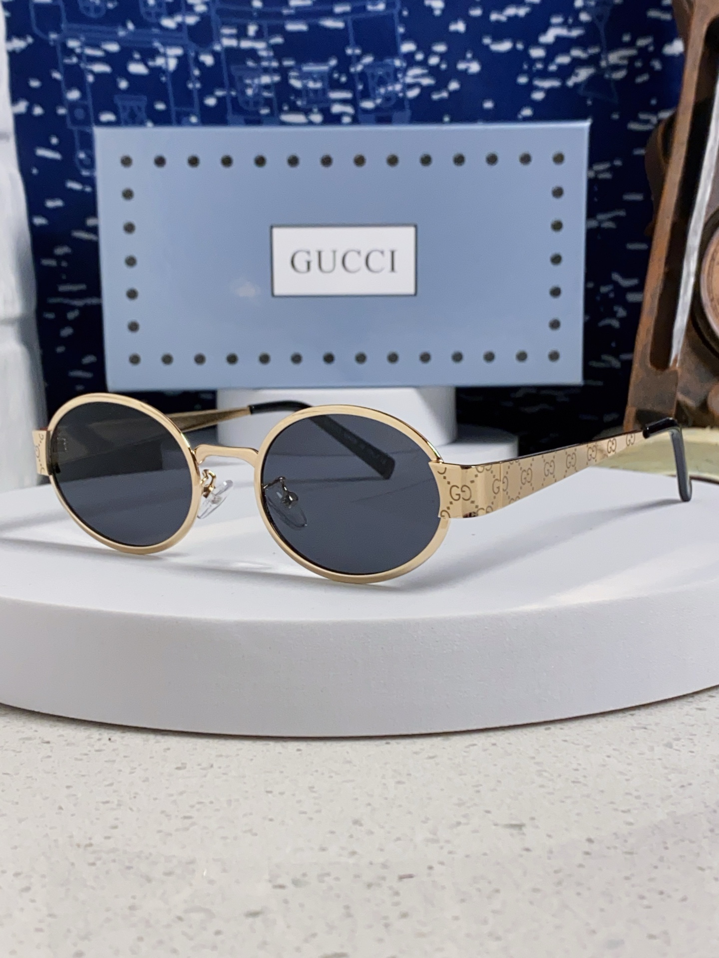  Gucci古奇 2025新款高品质 太阳眼镜男女士墨镜椭圆金属框防紫外线护眼百搭