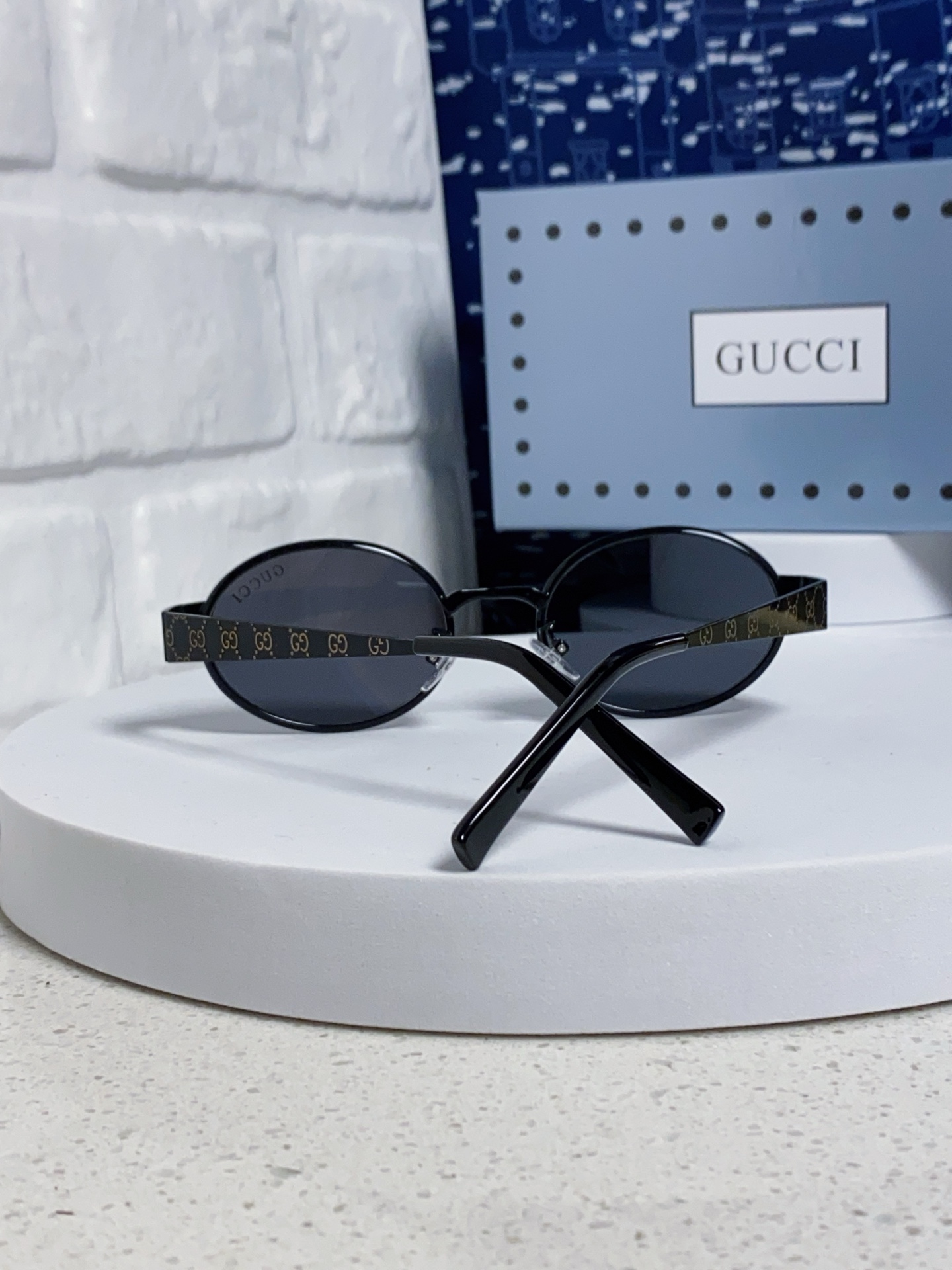  Gucci古奇 2025新款高品质 太阳眼镜男女士墨镜椭圆金属框防紫外线护眼百搭